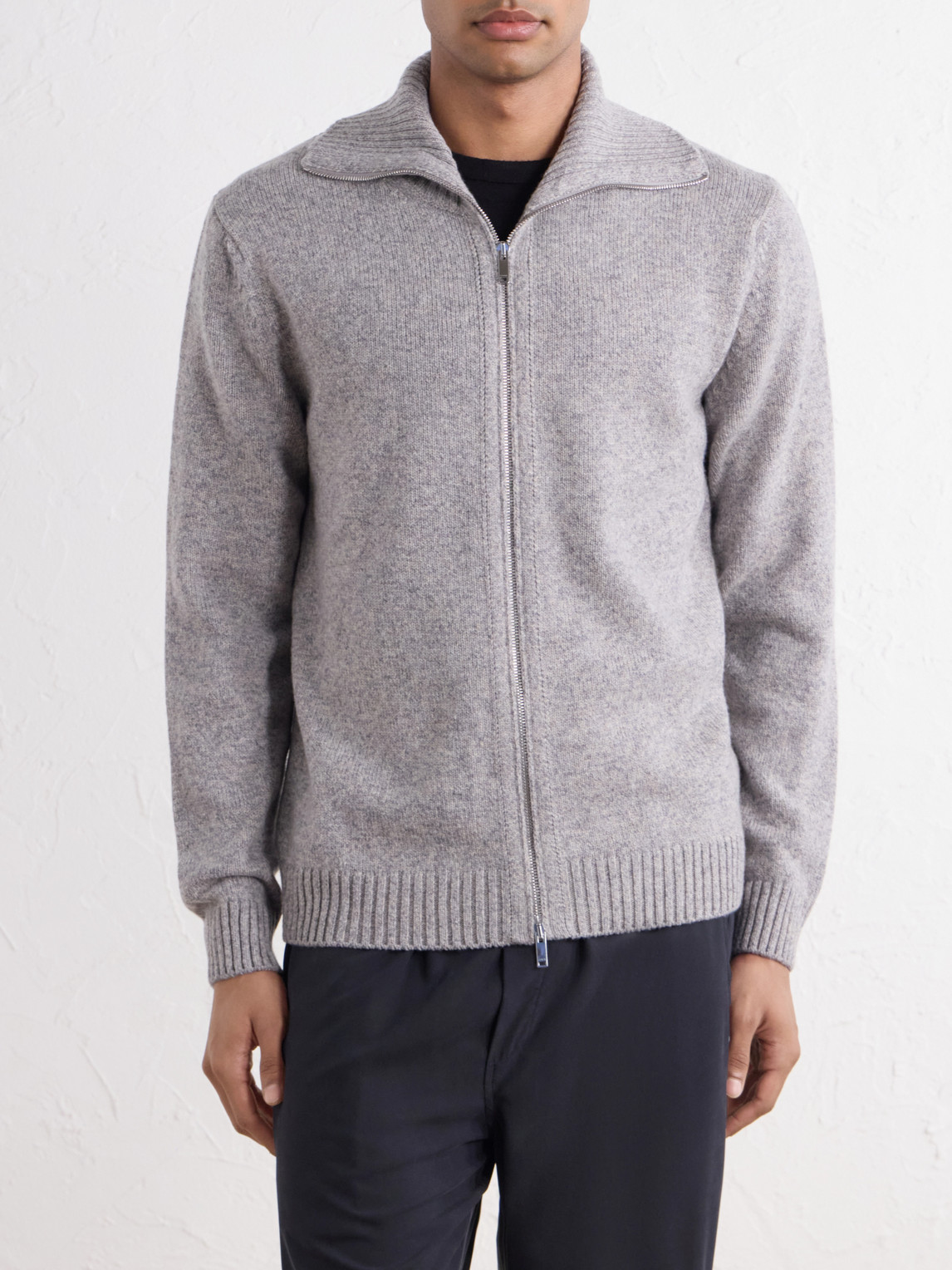 Zanone Virgin Wool Knitted Zip-Up Hoodie