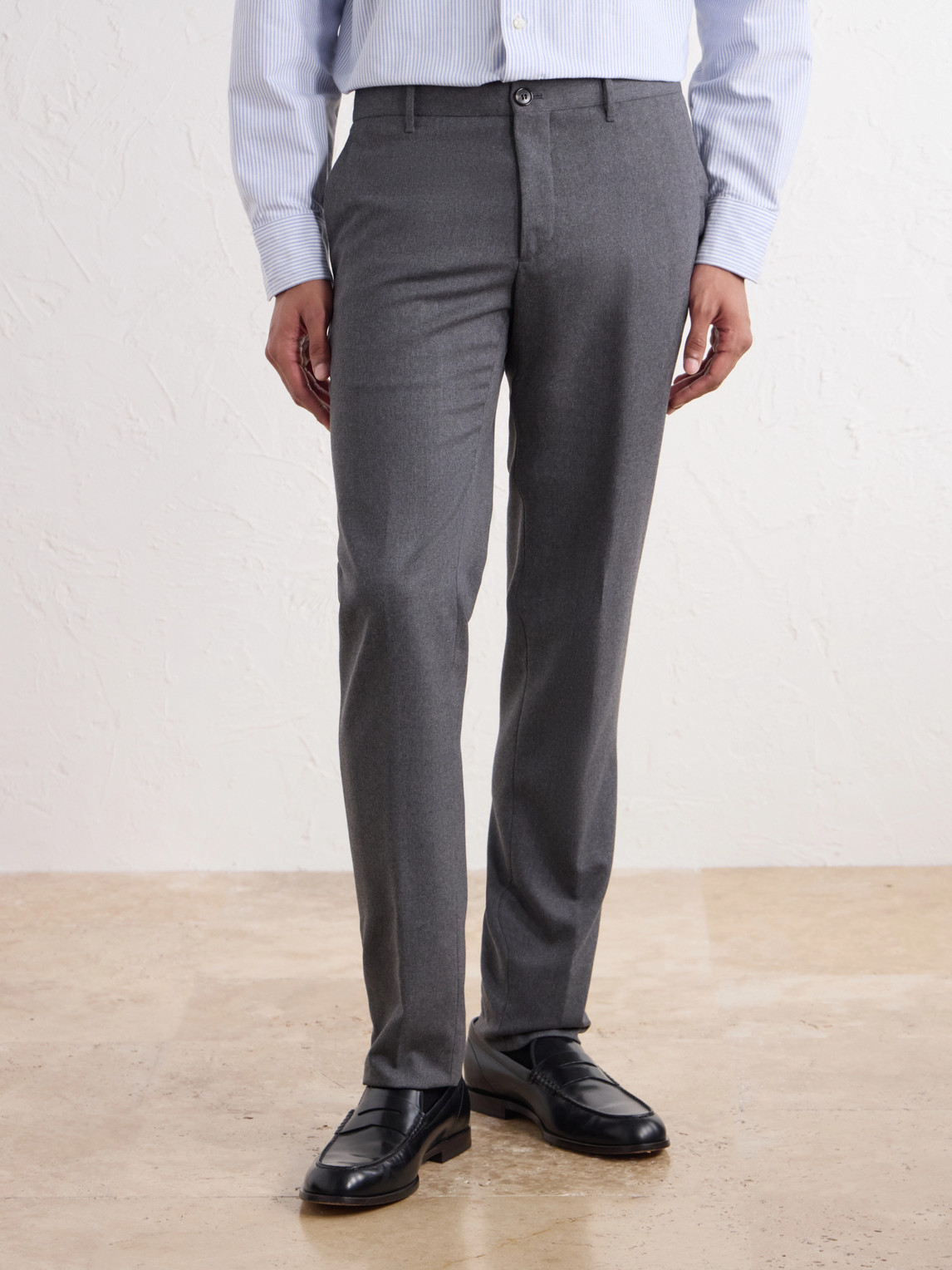 Straight-Leg Wool-Blend Tekno Flannel Trousers