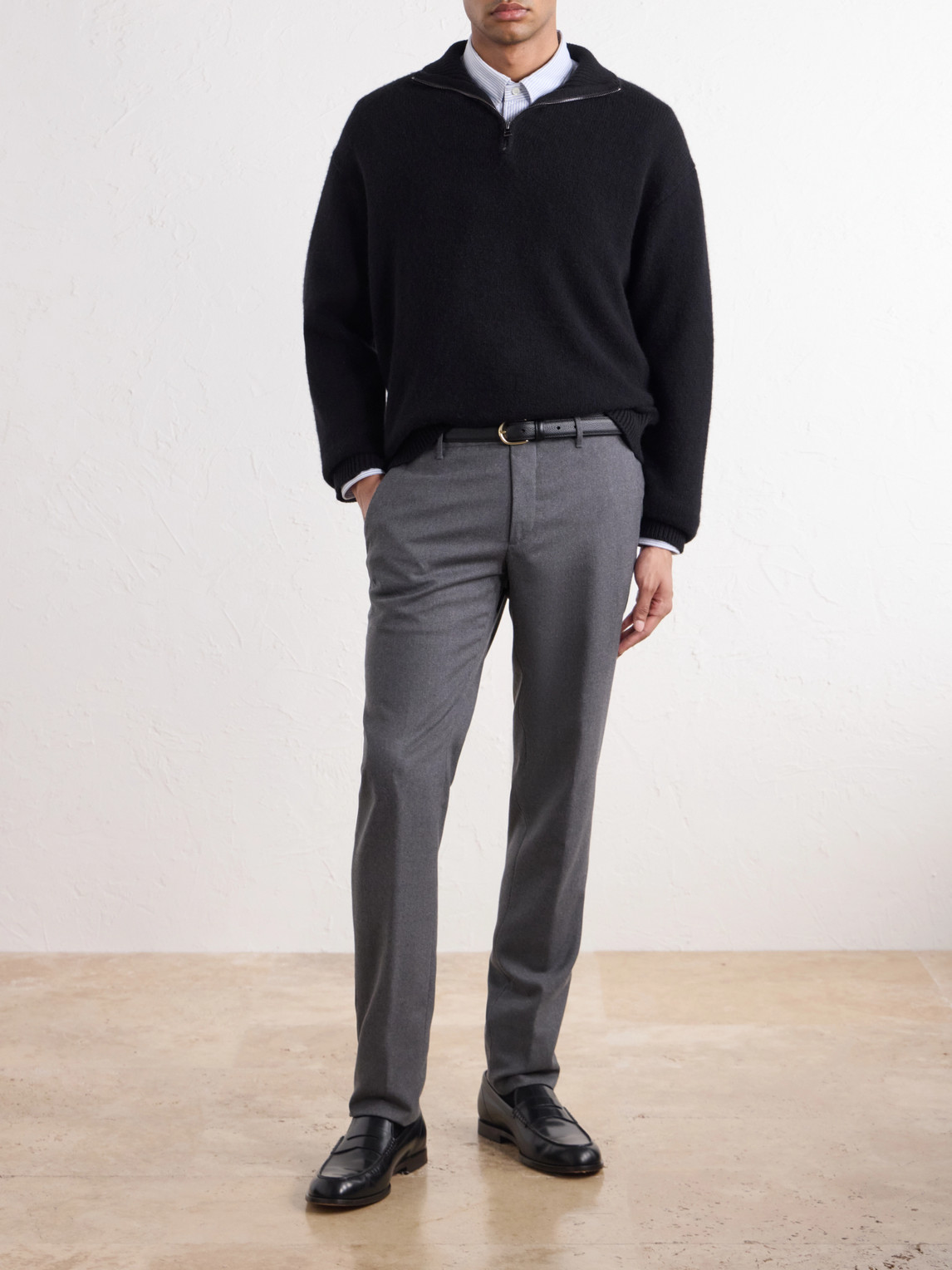 Straight-Leg Wool-Blend Tekno Flannel Trousers