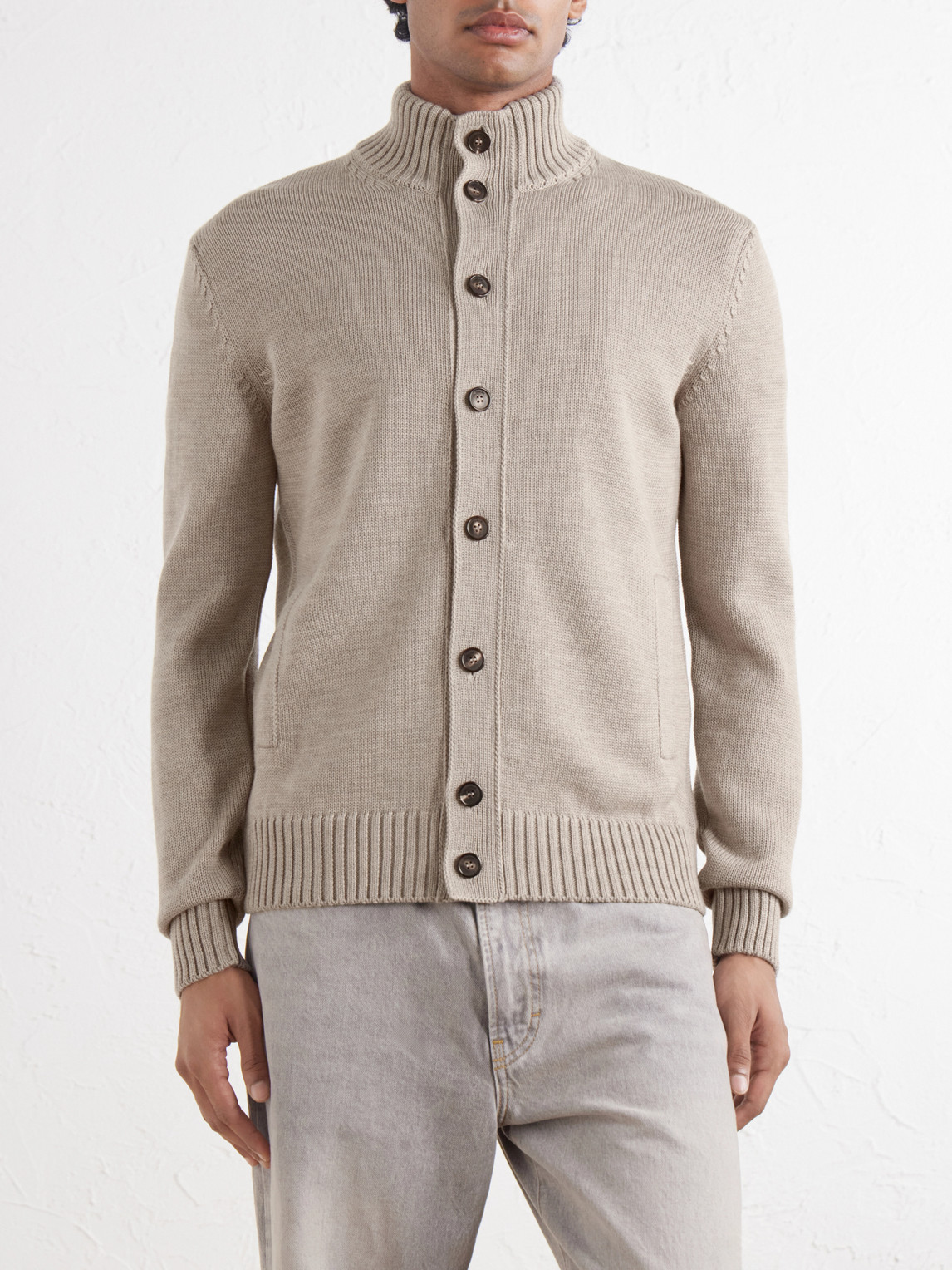 Slowear Wool Cardigan In Neutrals