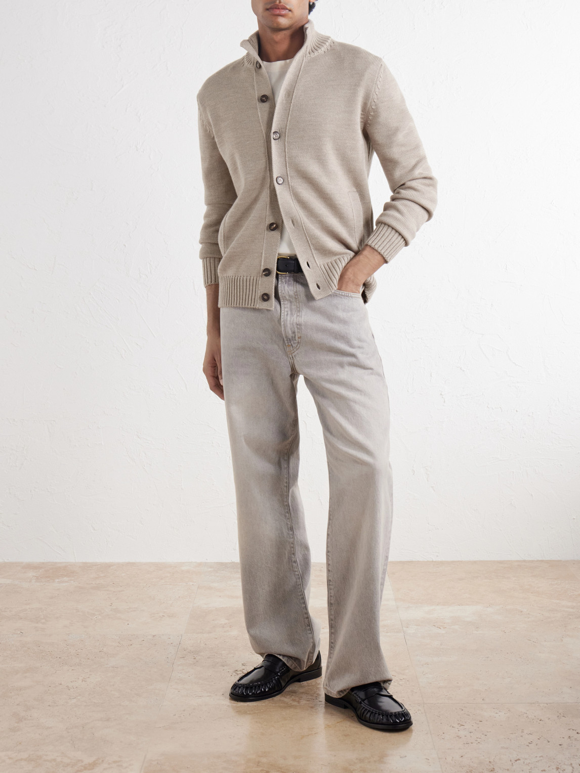 Slowear Wool Cardigan In Neutrals