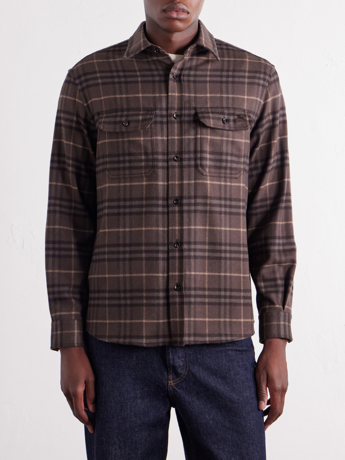 Checked Wool-Twill Flannel Shirt