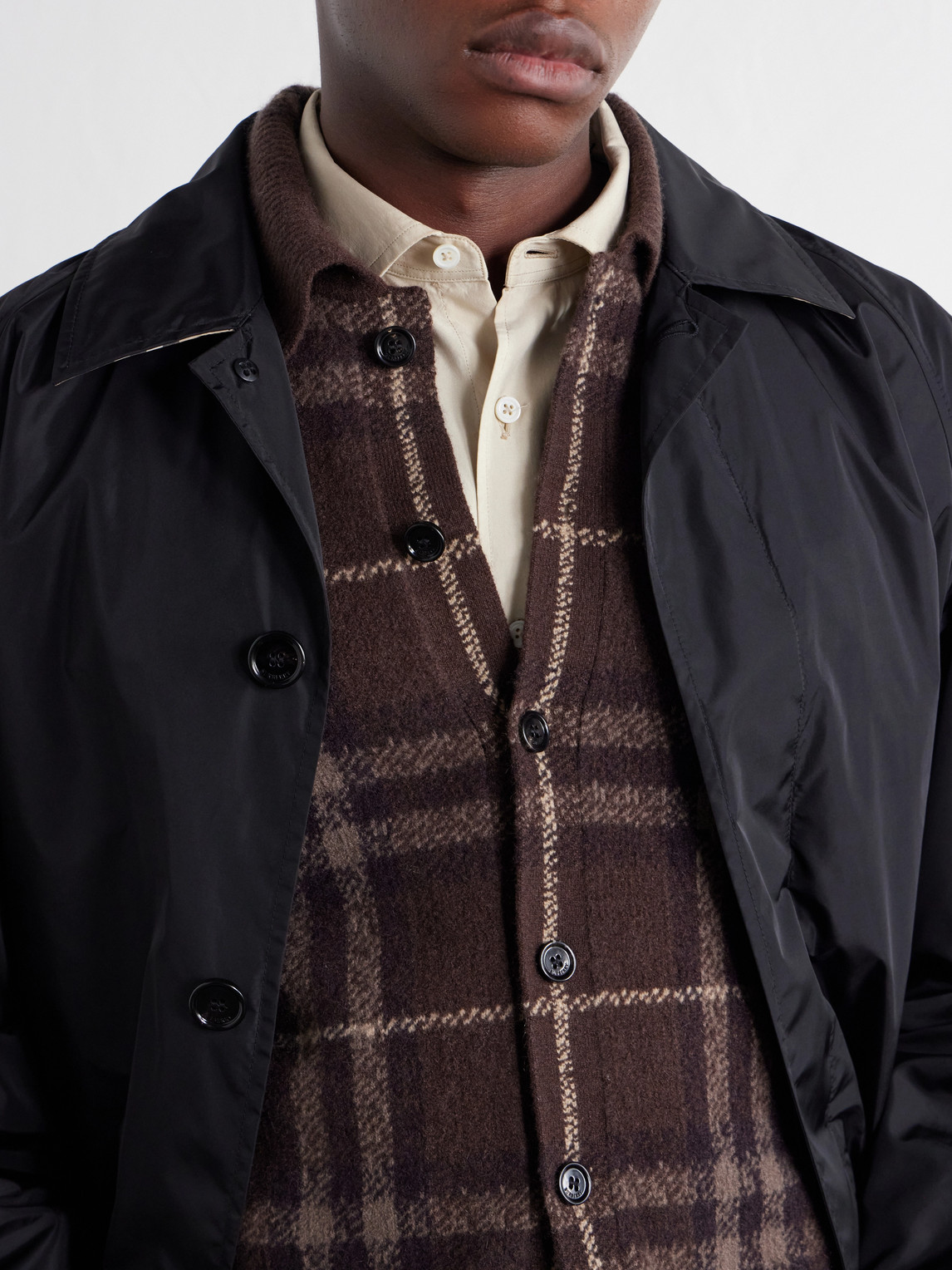 Checked Knitted Cashmere Polo Shirt