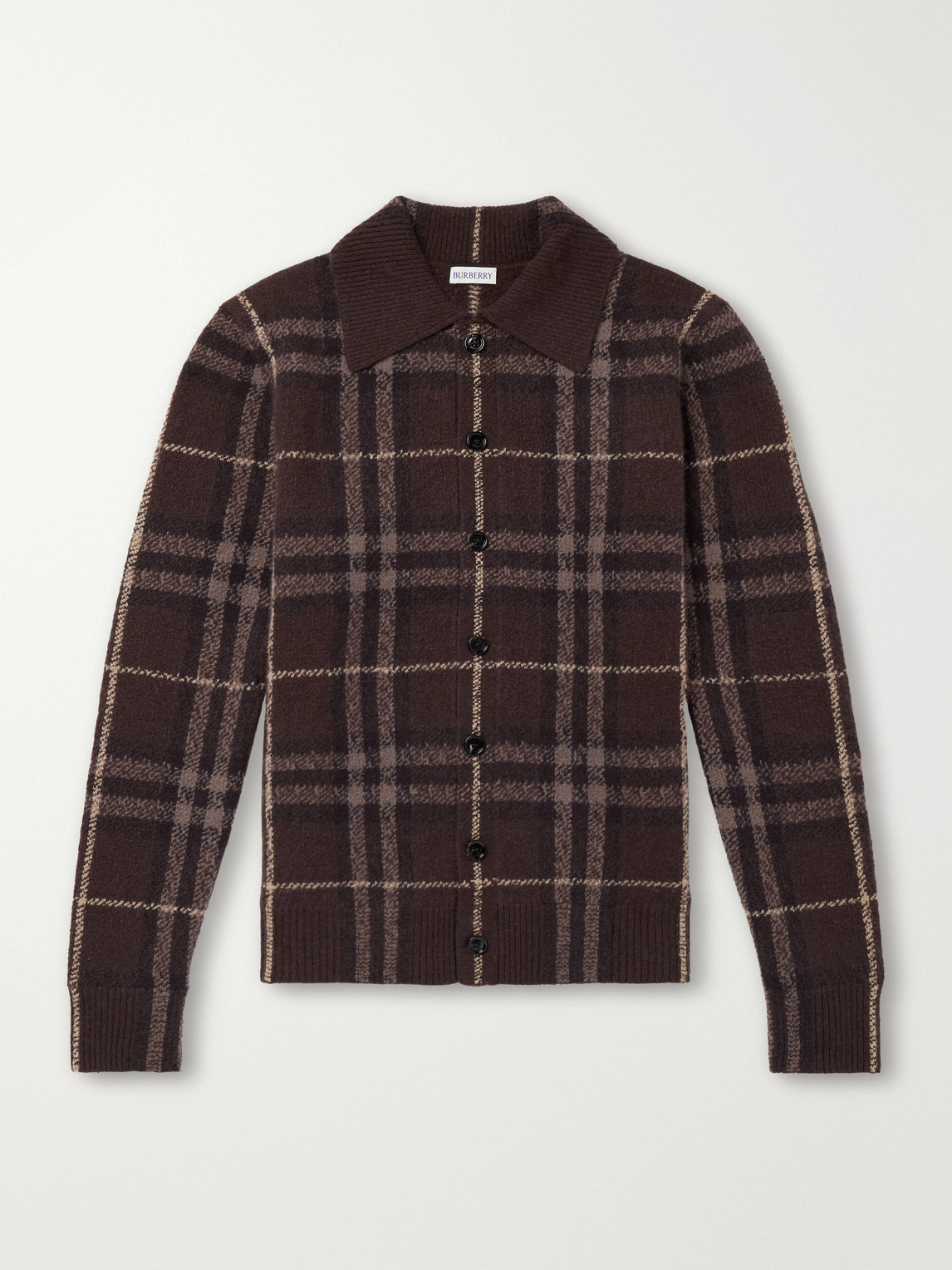 Checked Knitted Cashmere Polo Shirt