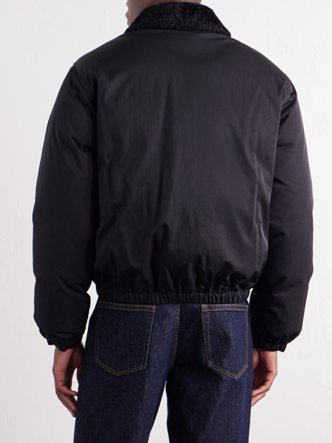 Logo-Appliqué Shearling And Leather