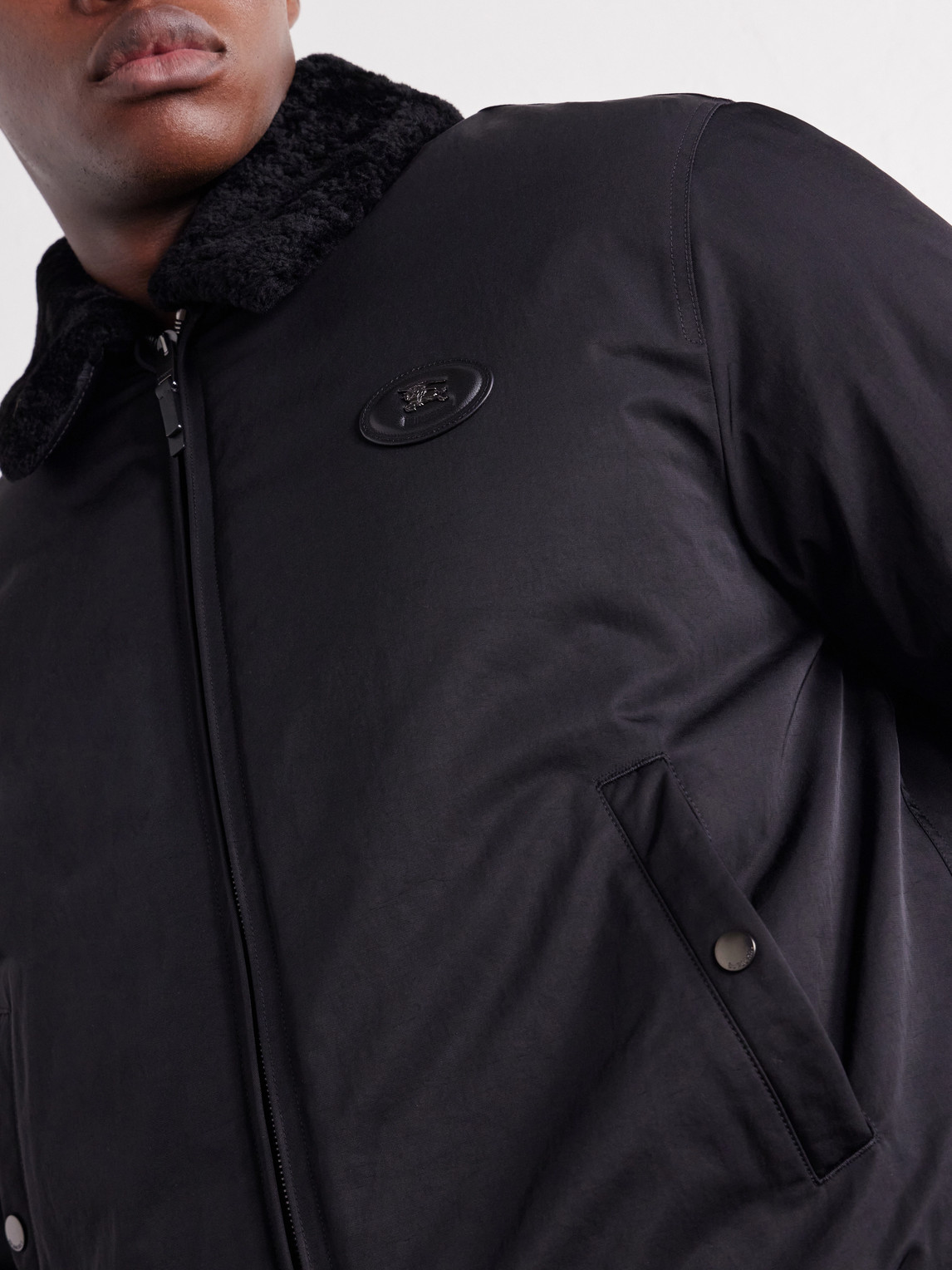Logo-Appliqué Shearling And Leather