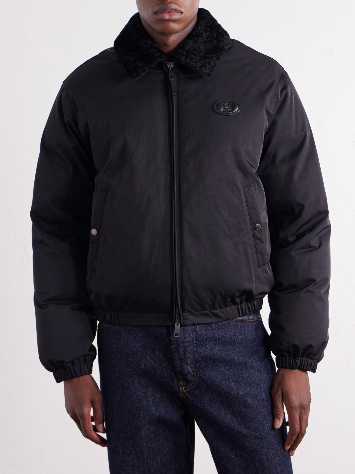 Logo-Appliqué Shearling And Leather