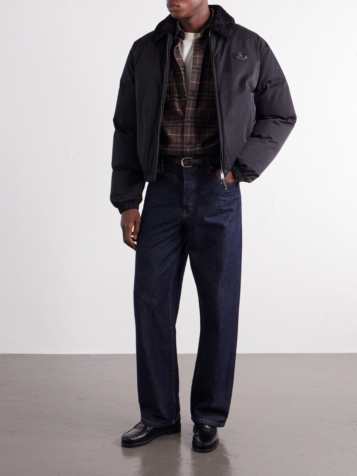 Logo-Appliqué Shearling And Leather