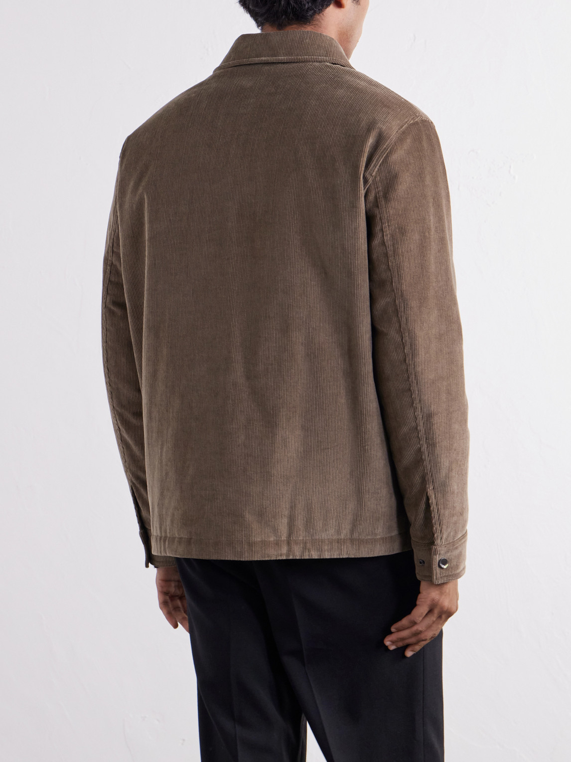 Logo-Appliquéd Padded Cotton-Corduroy Overshirt