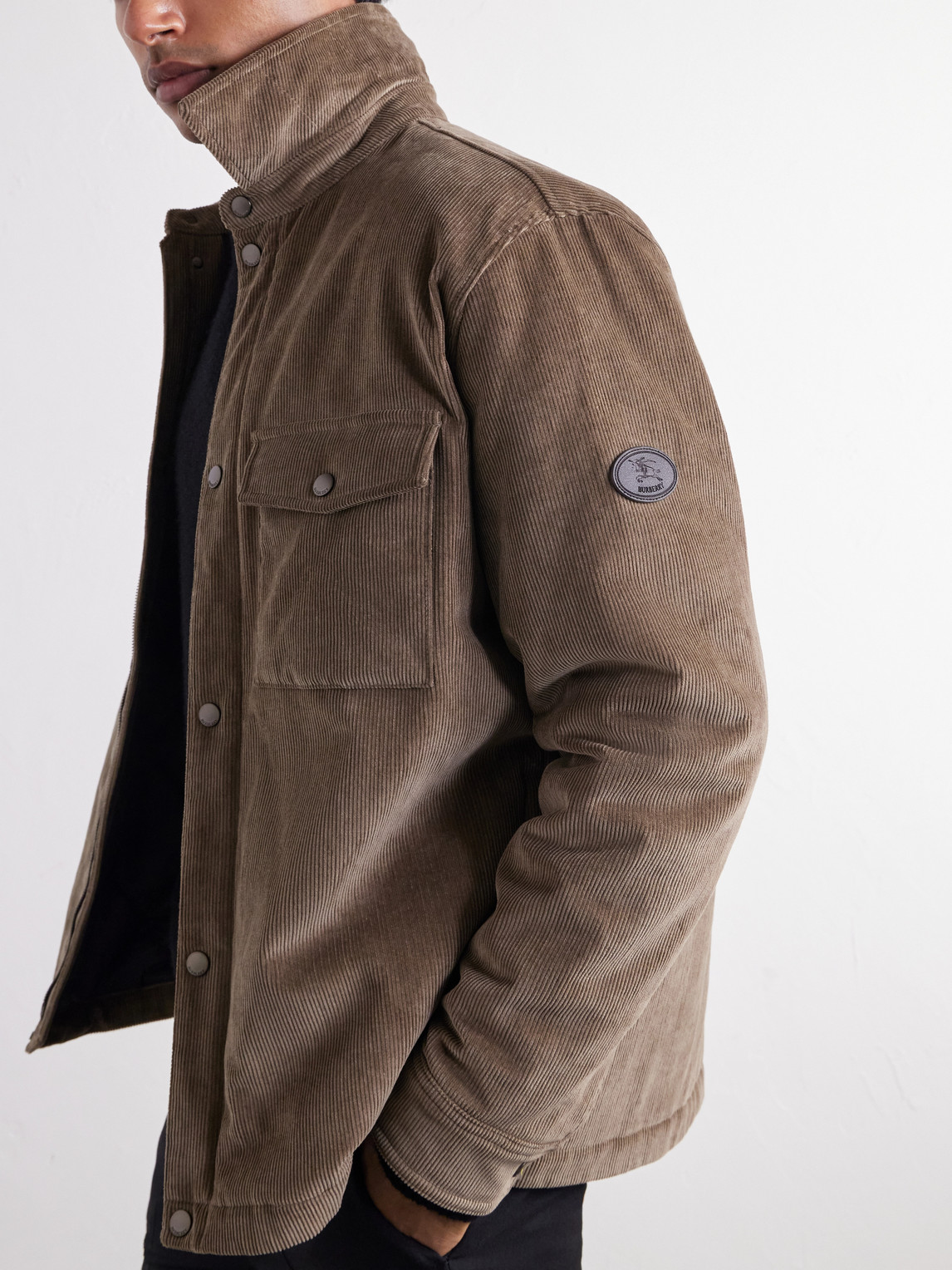 Logo-Appliquéd Padded Cotton-Corduroy Overshirt