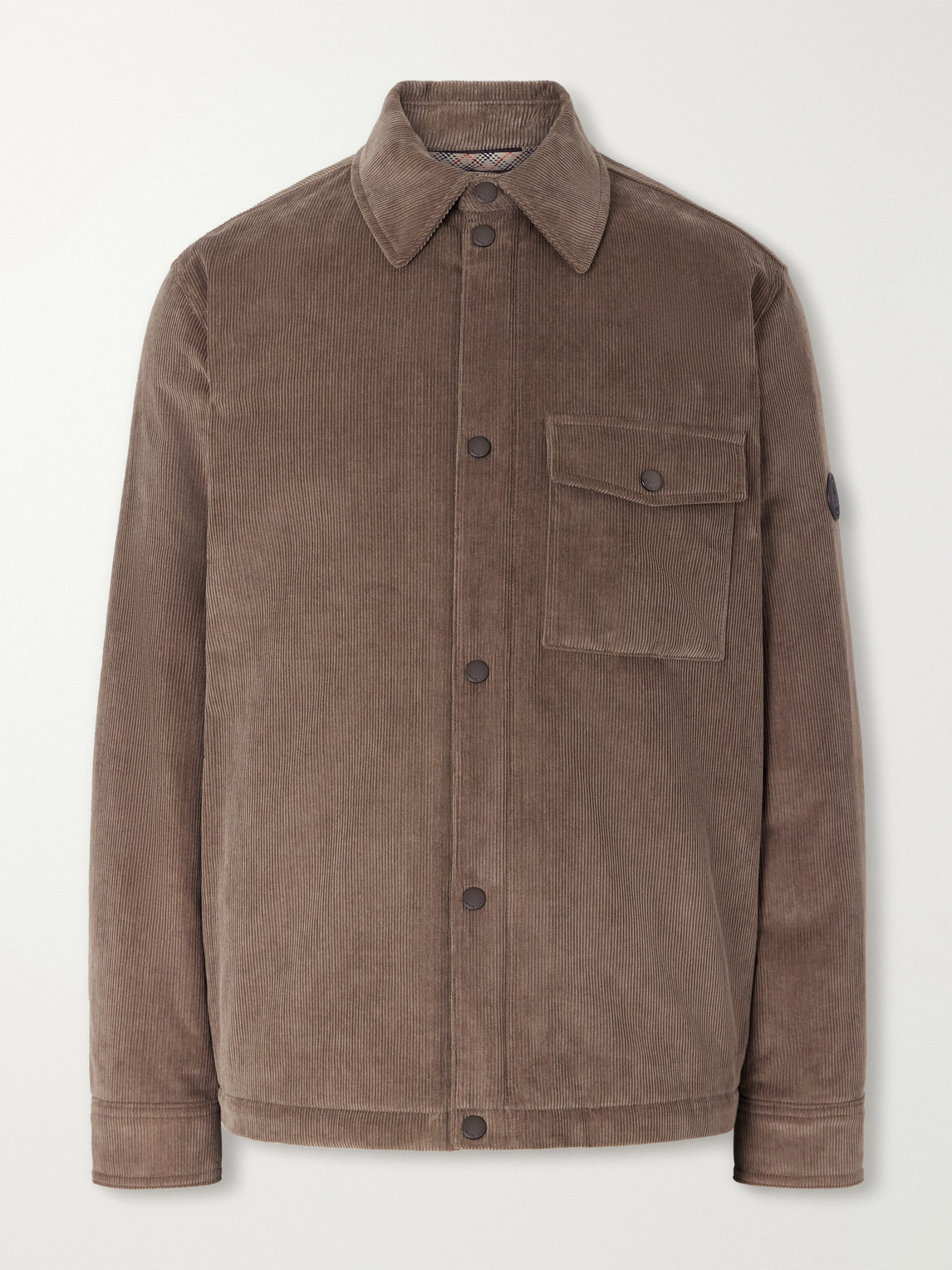 Logo-Appliquéd Padded Cotton-Corduroy Overshirt