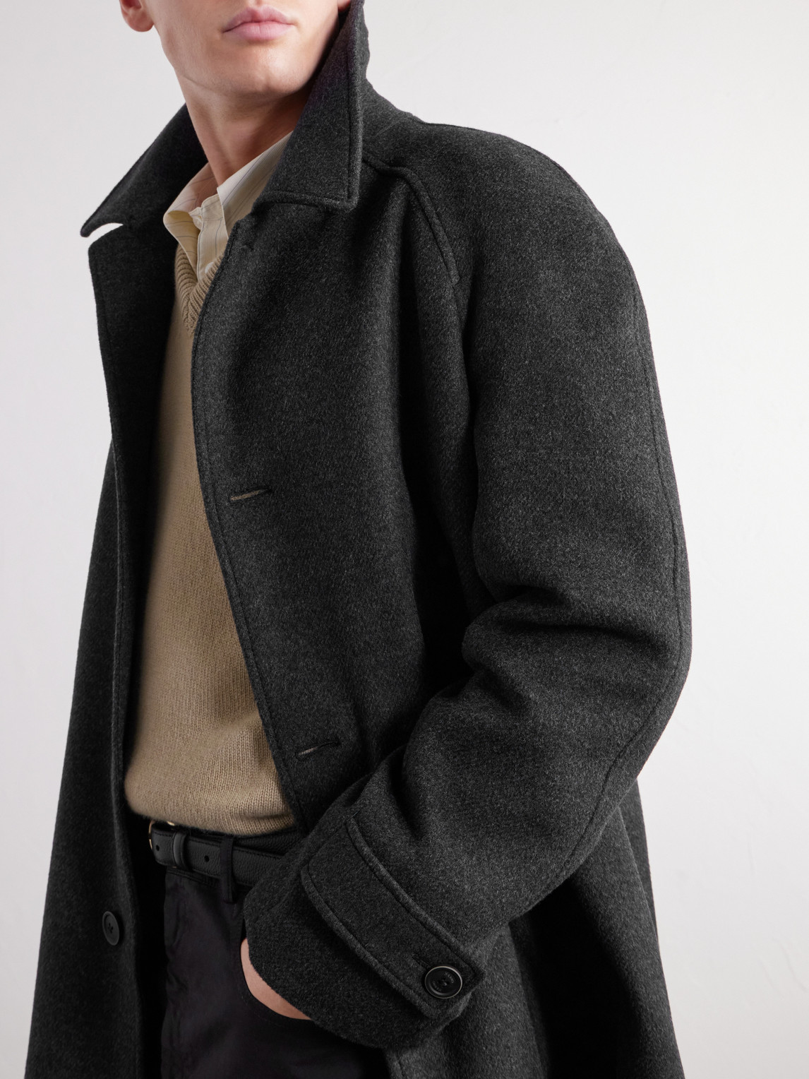 Wool-Blend Twill Coat