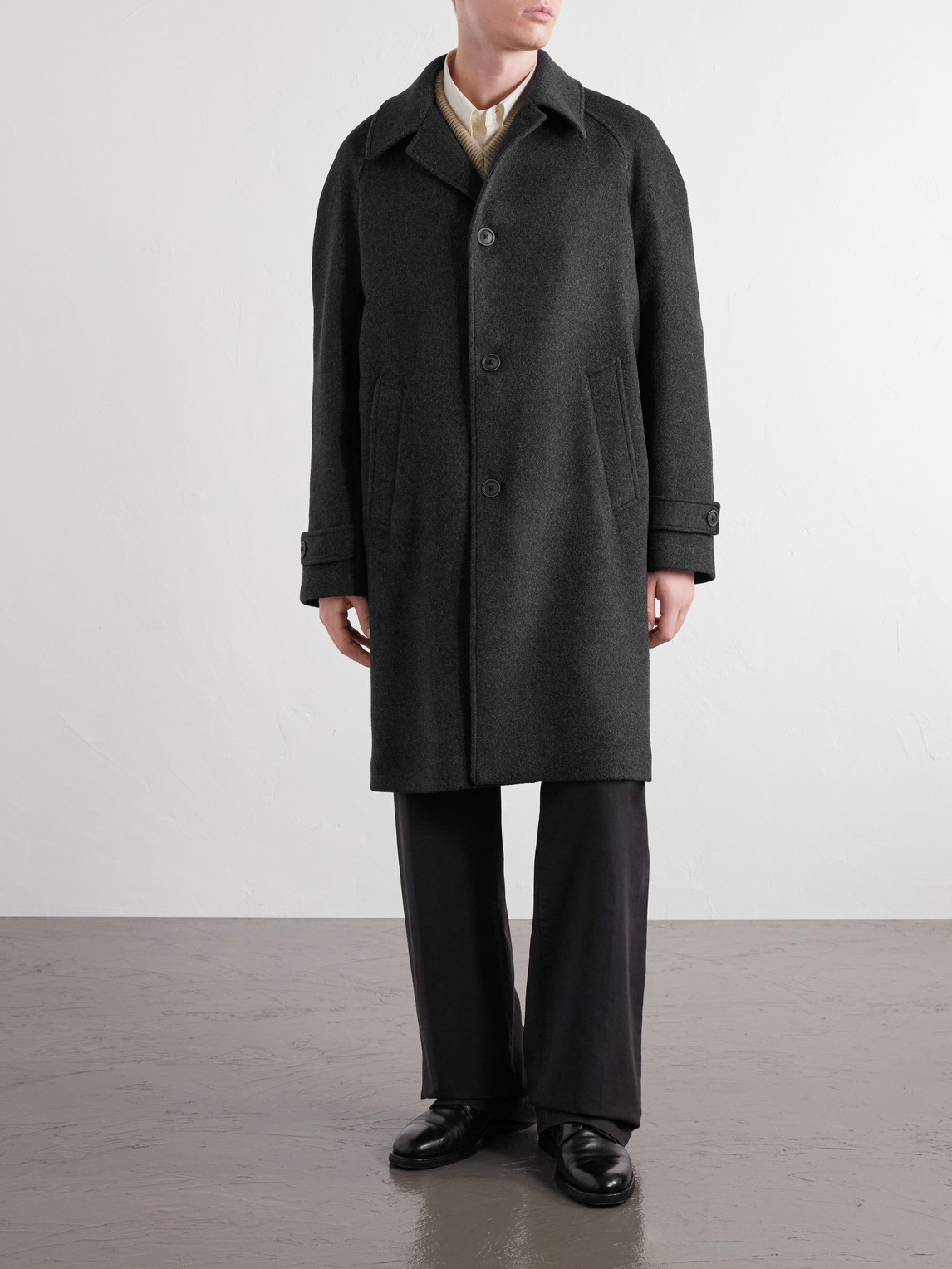 Wool-Blend Twill Coat