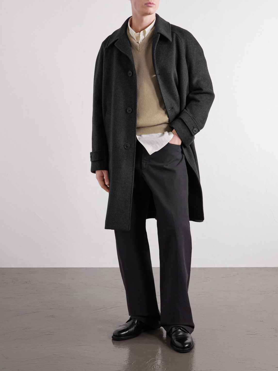 Wool-Blend Twill Coat