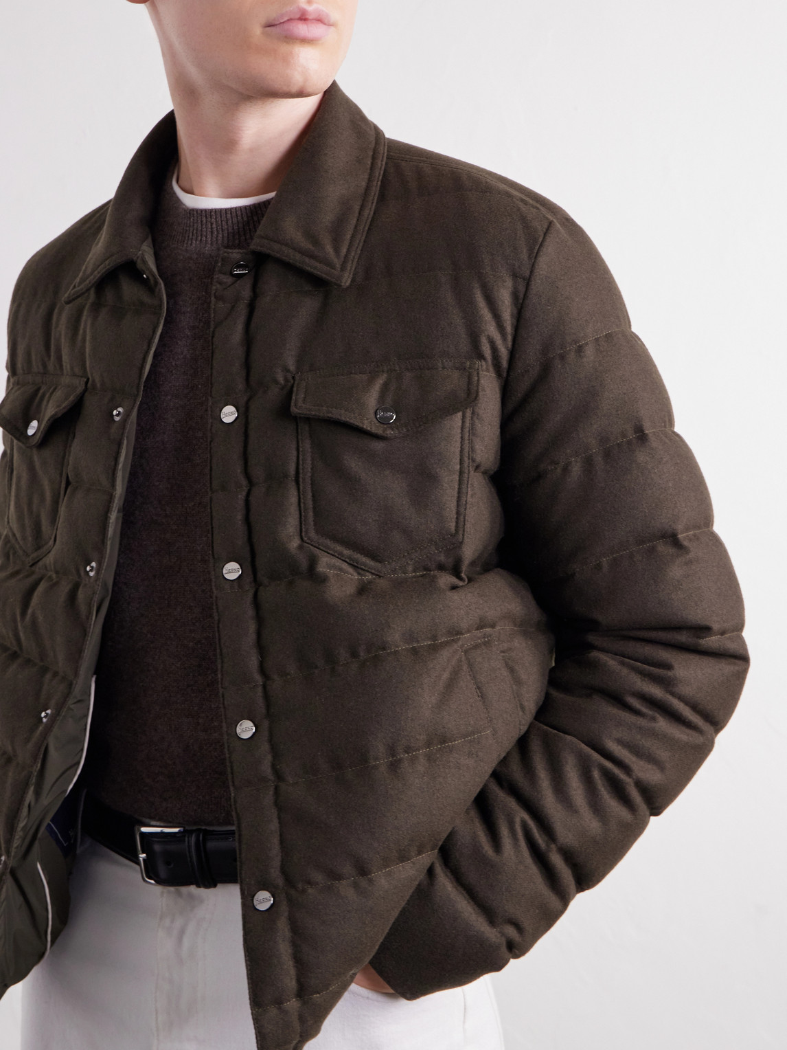 Quilted Flannel Down Jacket