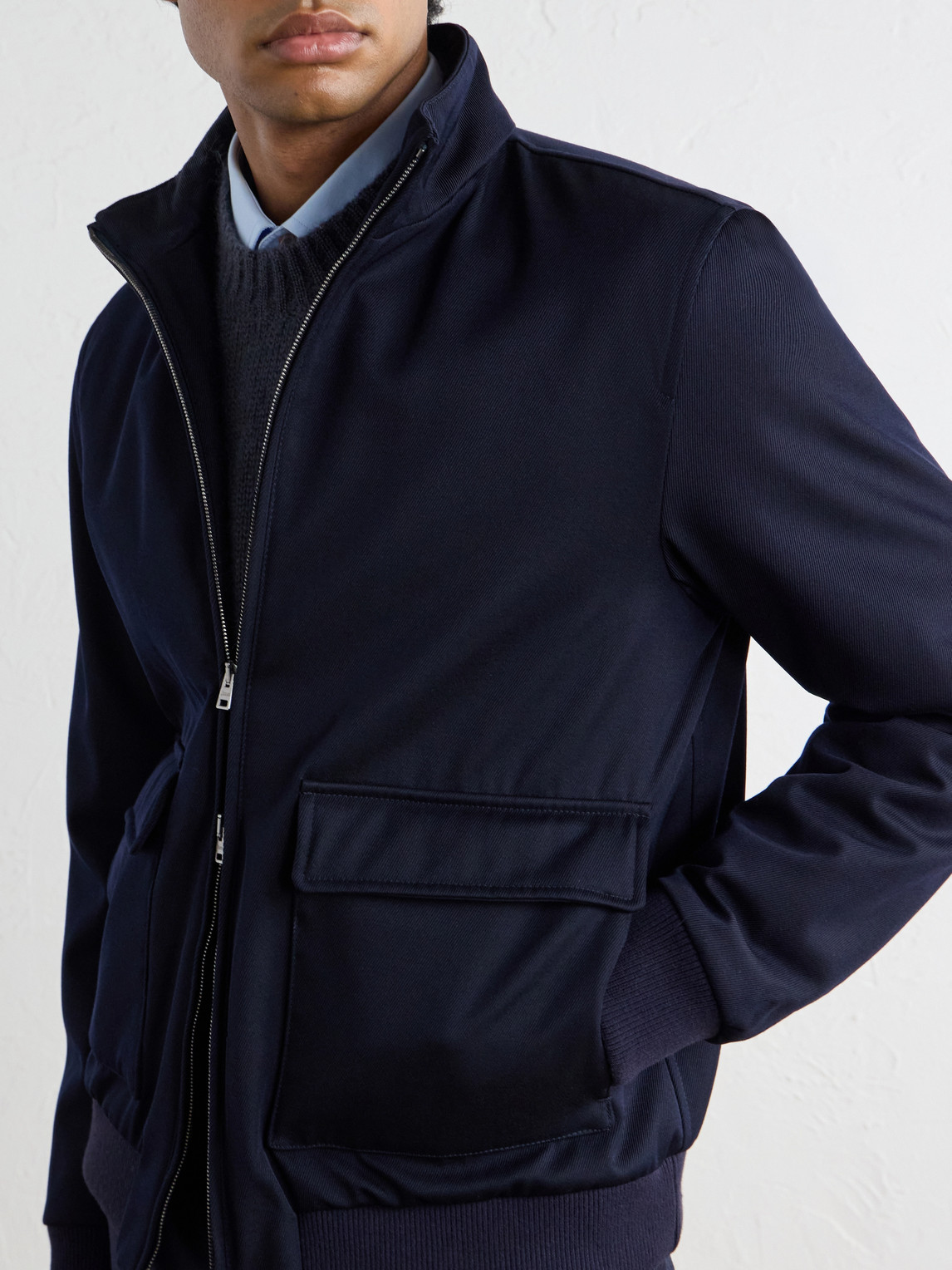 Virgin Wool-Twill Bomber Jacket
