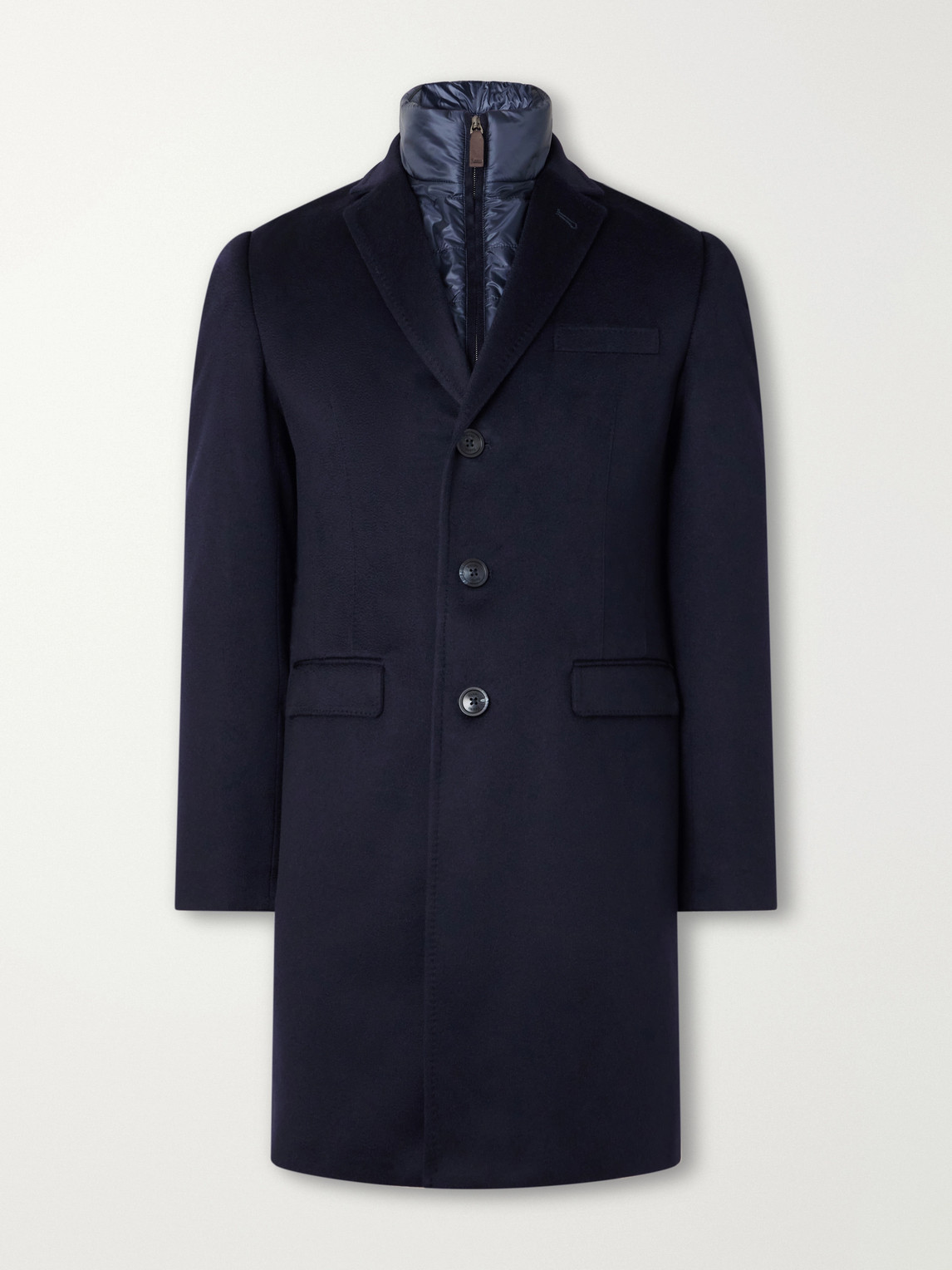 Detachable Shell-Lined Woven-Cashmere Coat