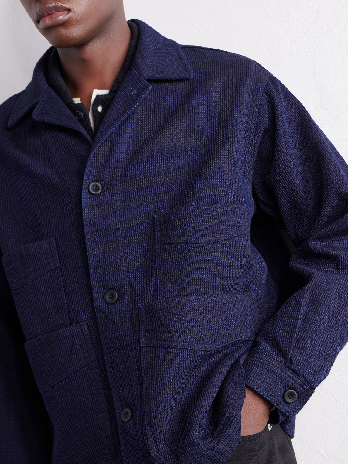 Waffle-Knit Cotton Jacket