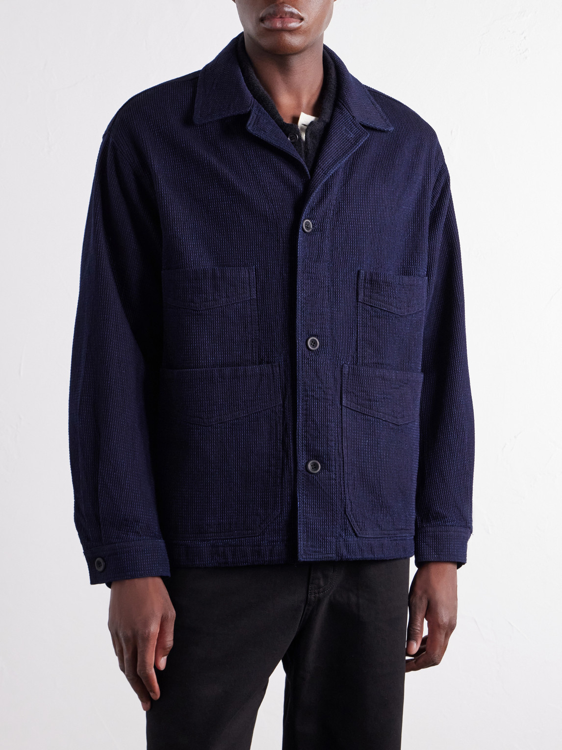 Waffle-Knit Cotton Jacket