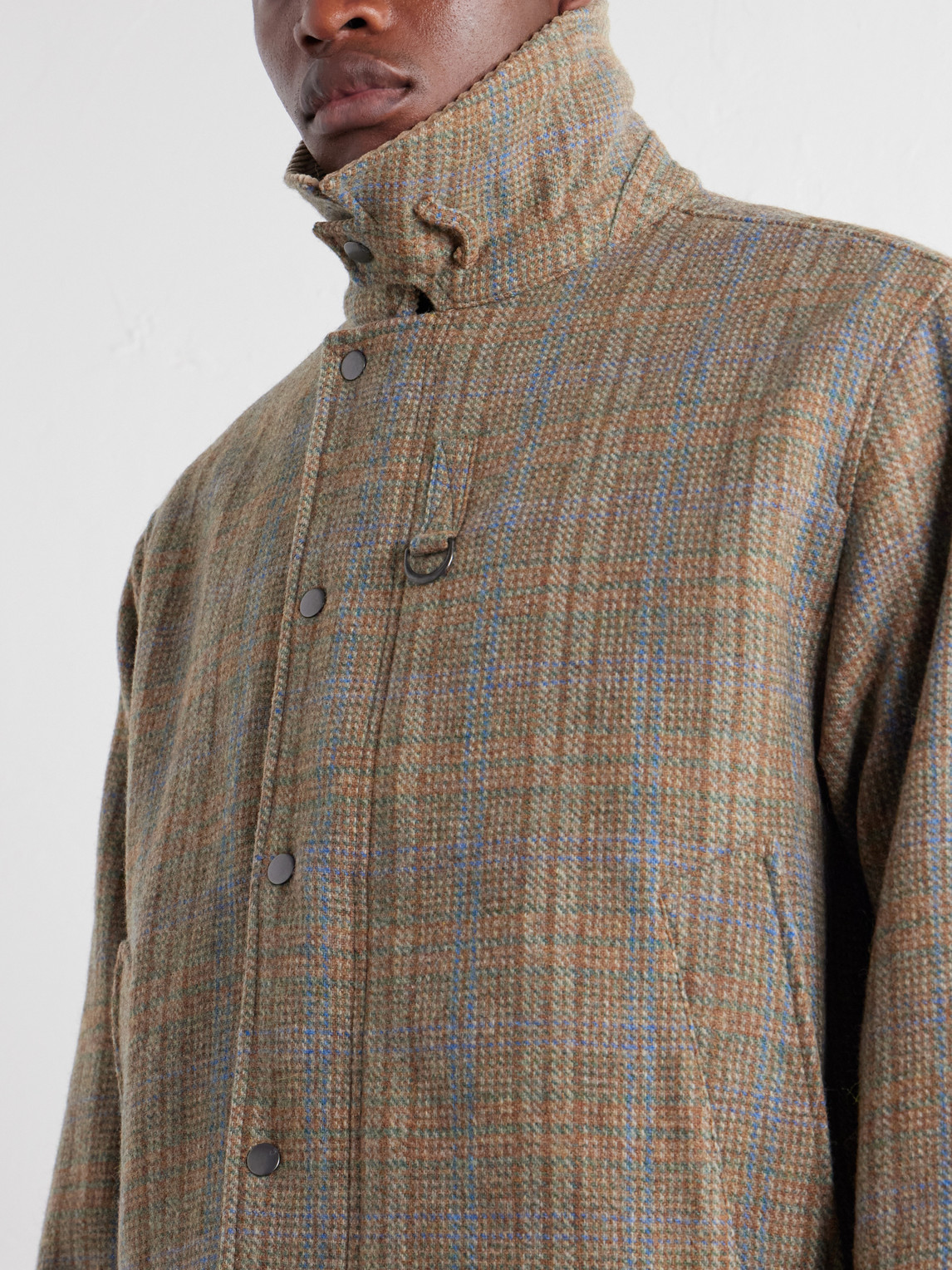 Corduroy-Trimmed Checked Jacket