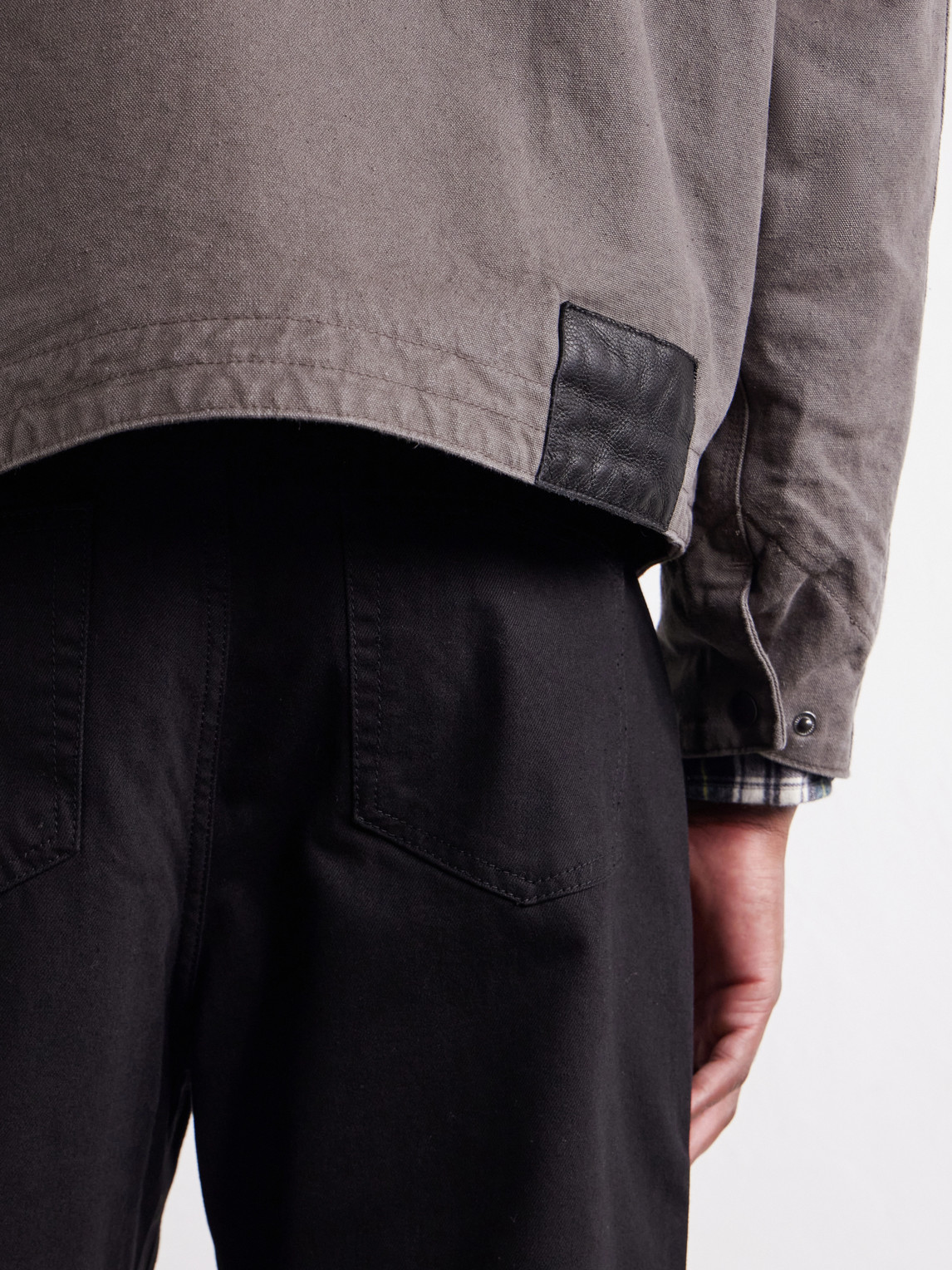Distressed Leather-Trimmed Cotton-Canvas Jacket