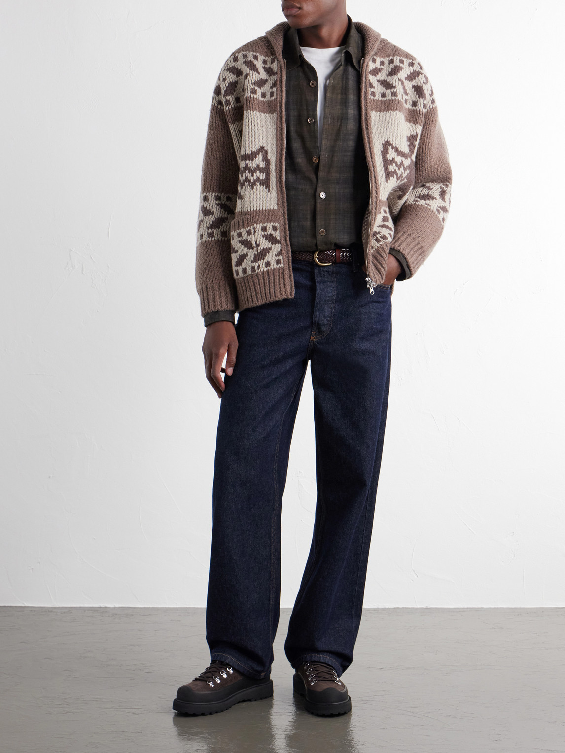 Thunderbird Wool-Blend Jacquard Zip-Up Sweater