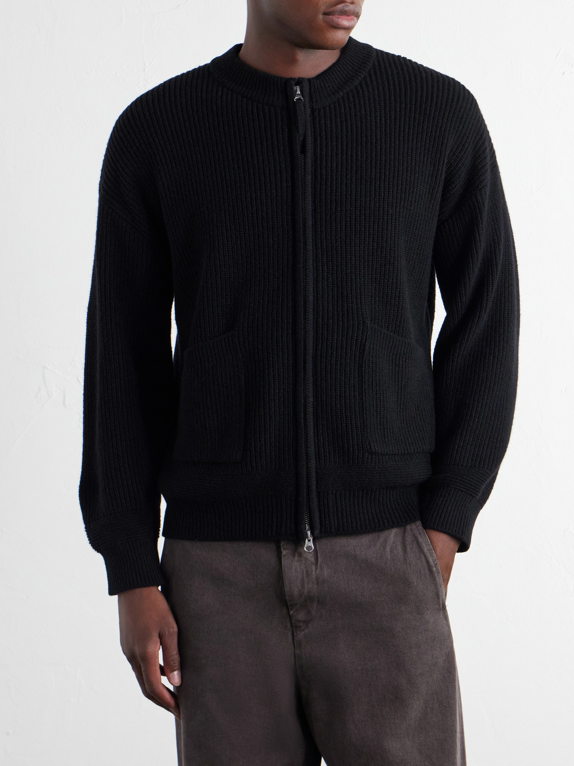 Wool-Blend Zip-Up Sweater