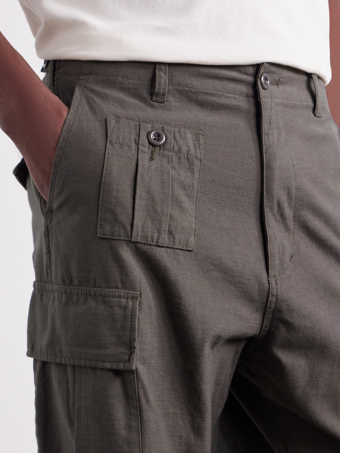 Straight-Leg Cotton Cargo Trousers