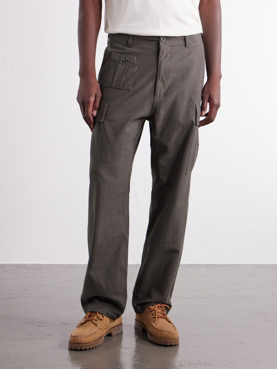 Straight-Leg Cotton Cargo Trousers