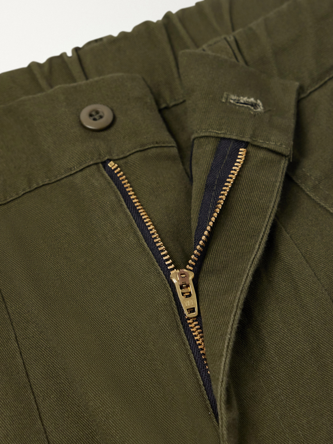 Wide-Leg Cotton-Twill Drawstring Cargo Trousers