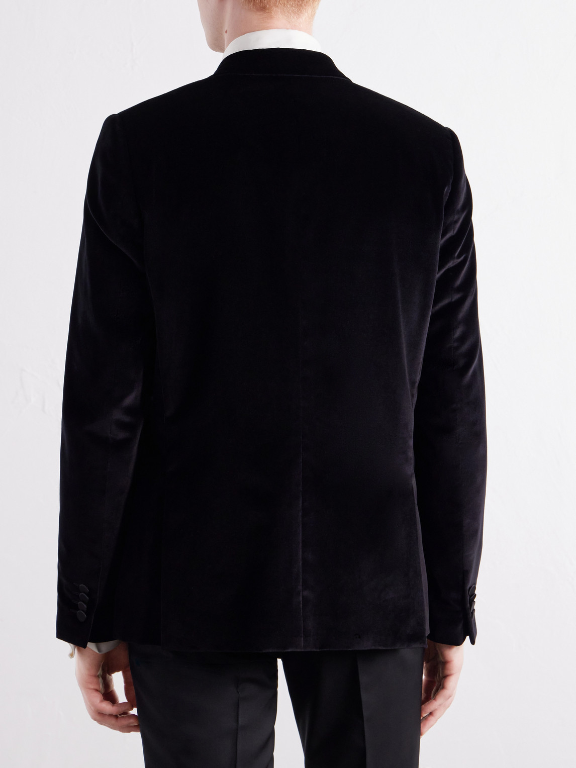 Satin-Trimmed Cotton-Velvet Tuxedo Jacket