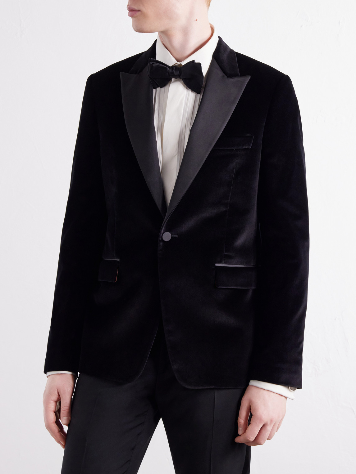 Satin-Trimmed Cotton-Velvet Tuxedo Jacket