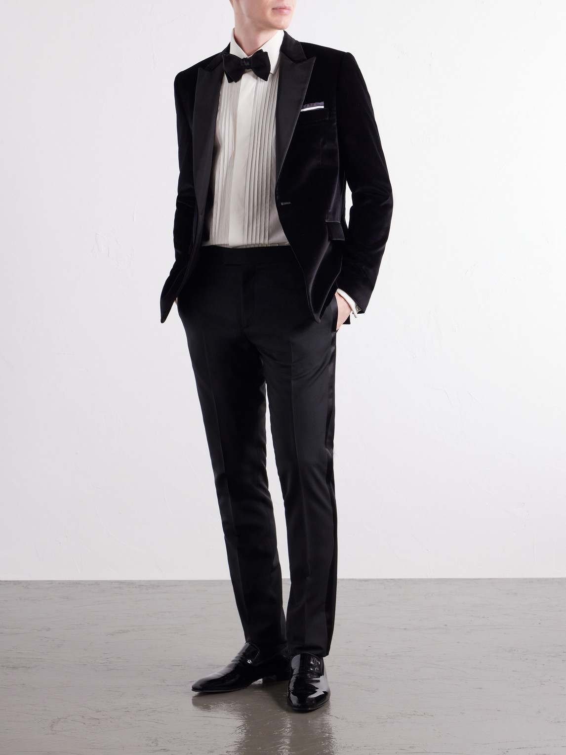 Satin-Trimmed Cotton-Velvet Tuxedo Jacket