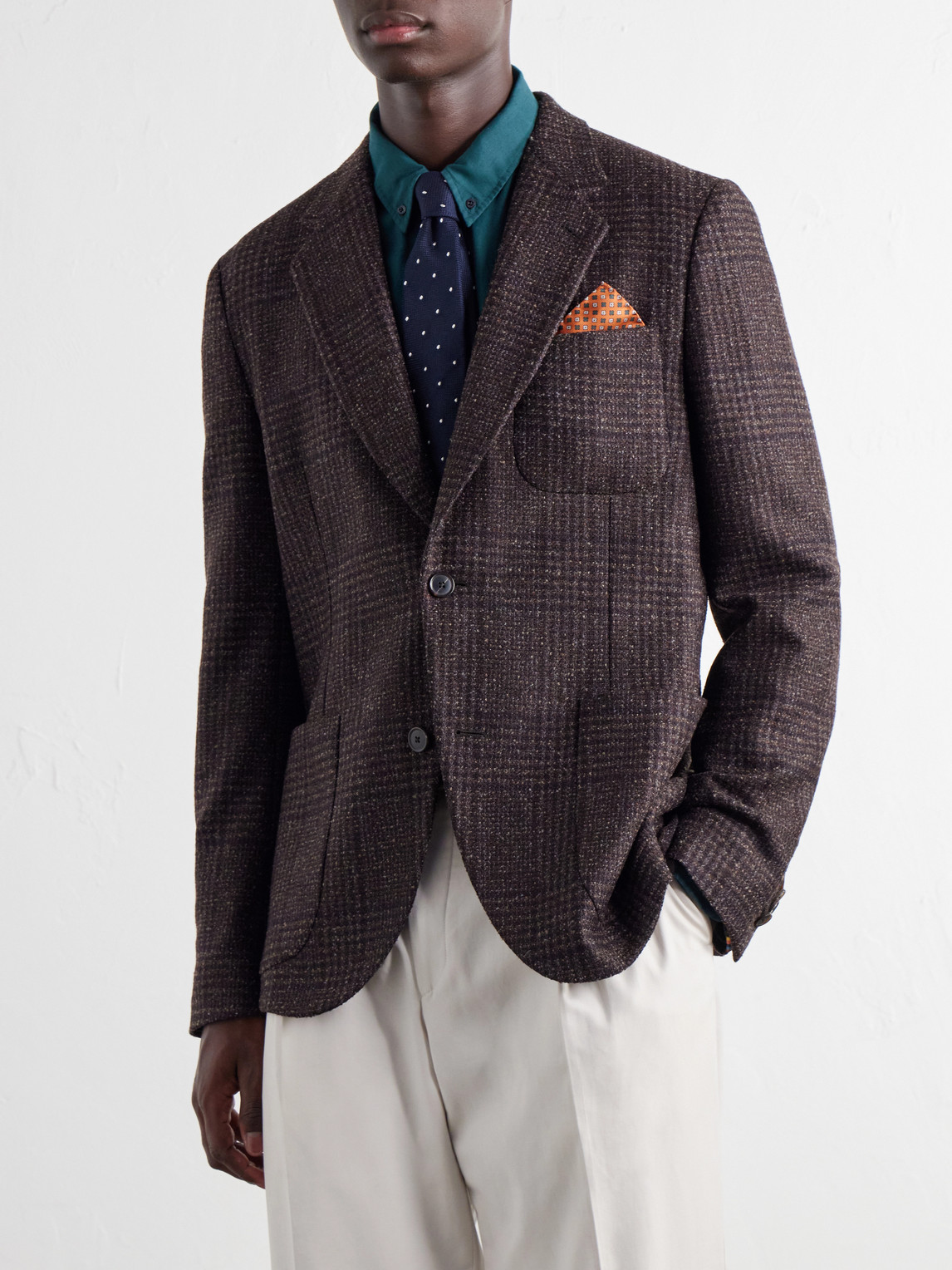 Prince Of Wales Checked Wool-Blend Blazer
