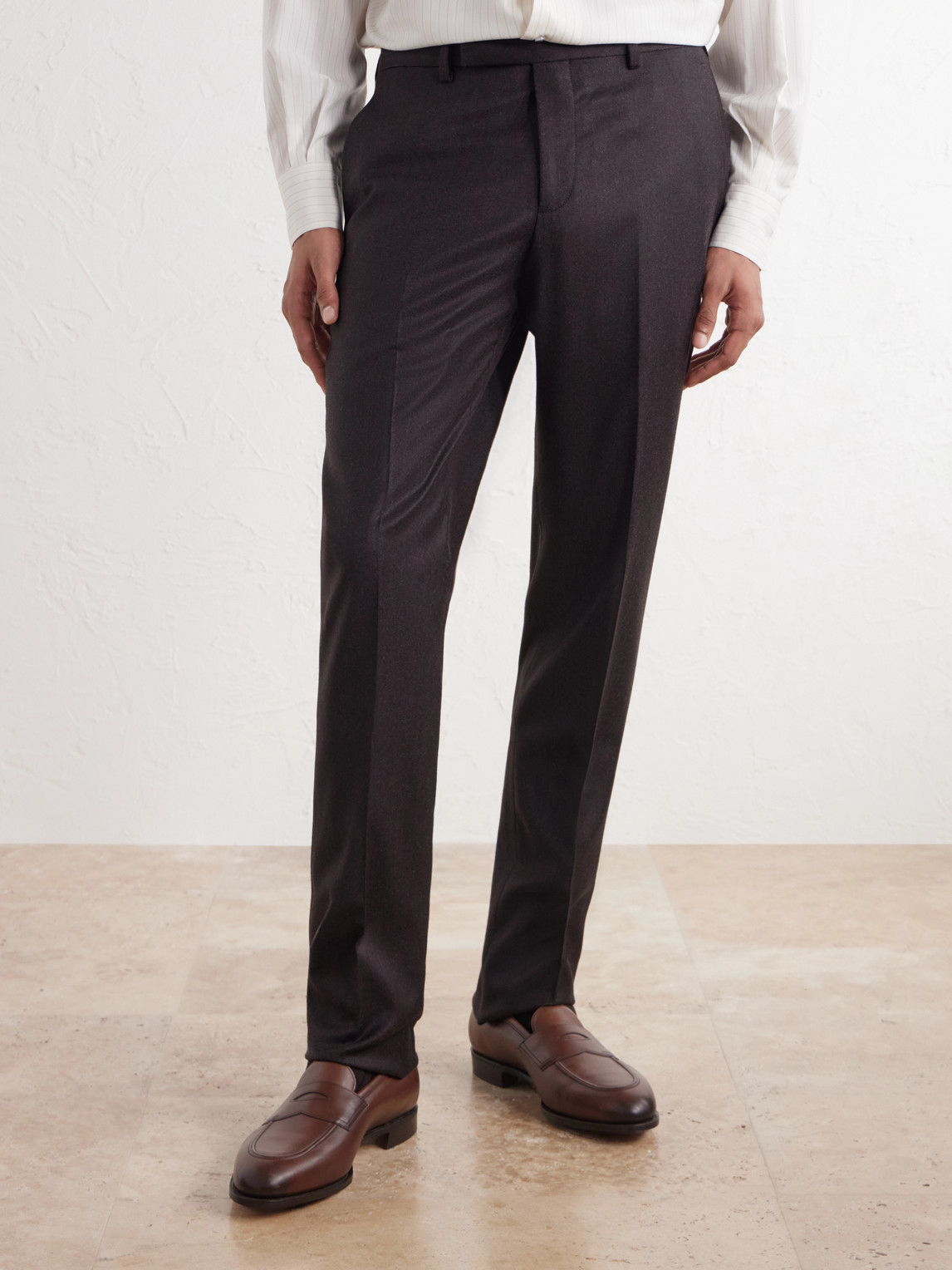 Straight-Leg Wool And Cashmere-Blend Flannel Trousers