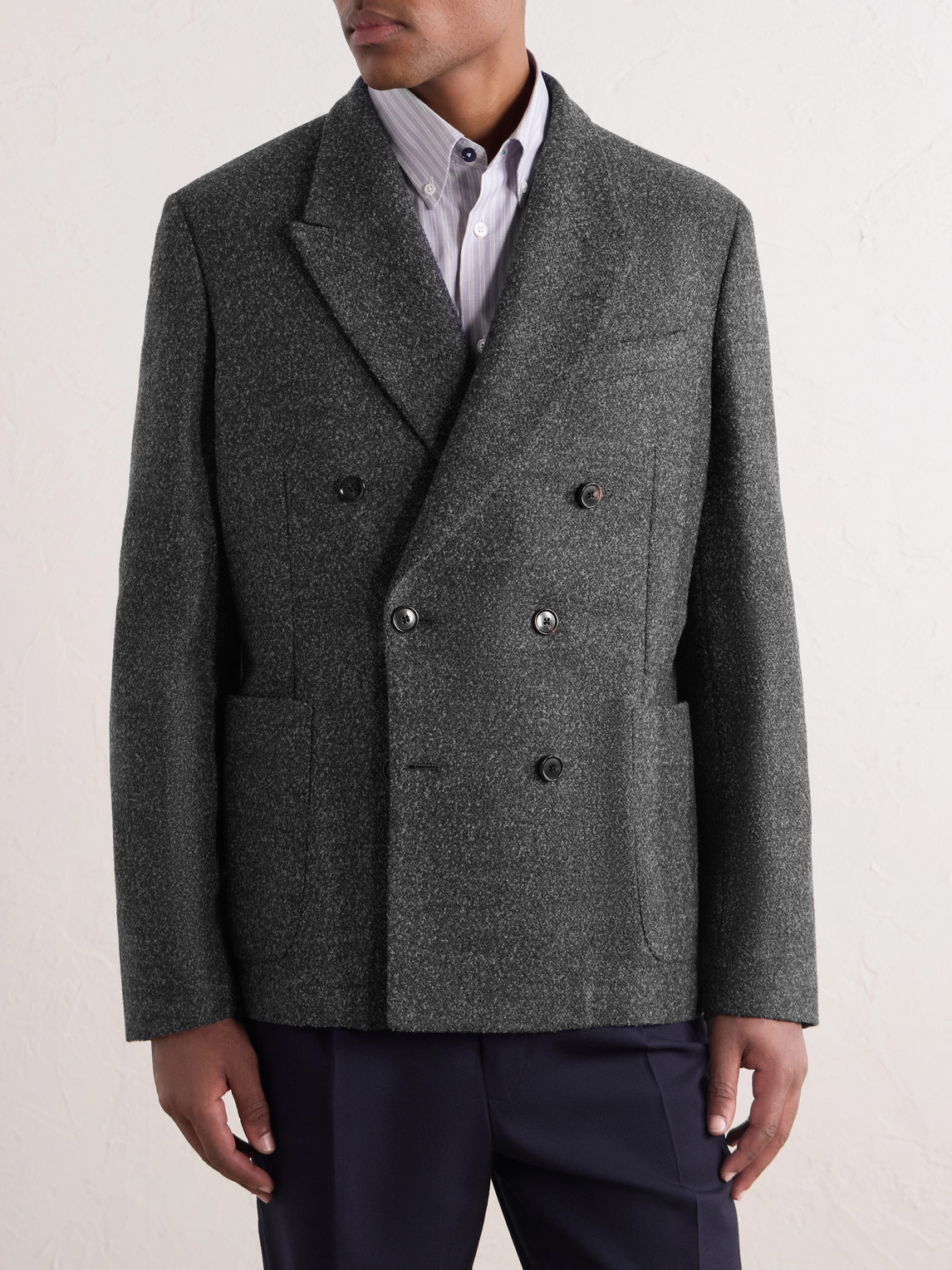 Double-Breasted Wool-Blend Bouclé Blazer