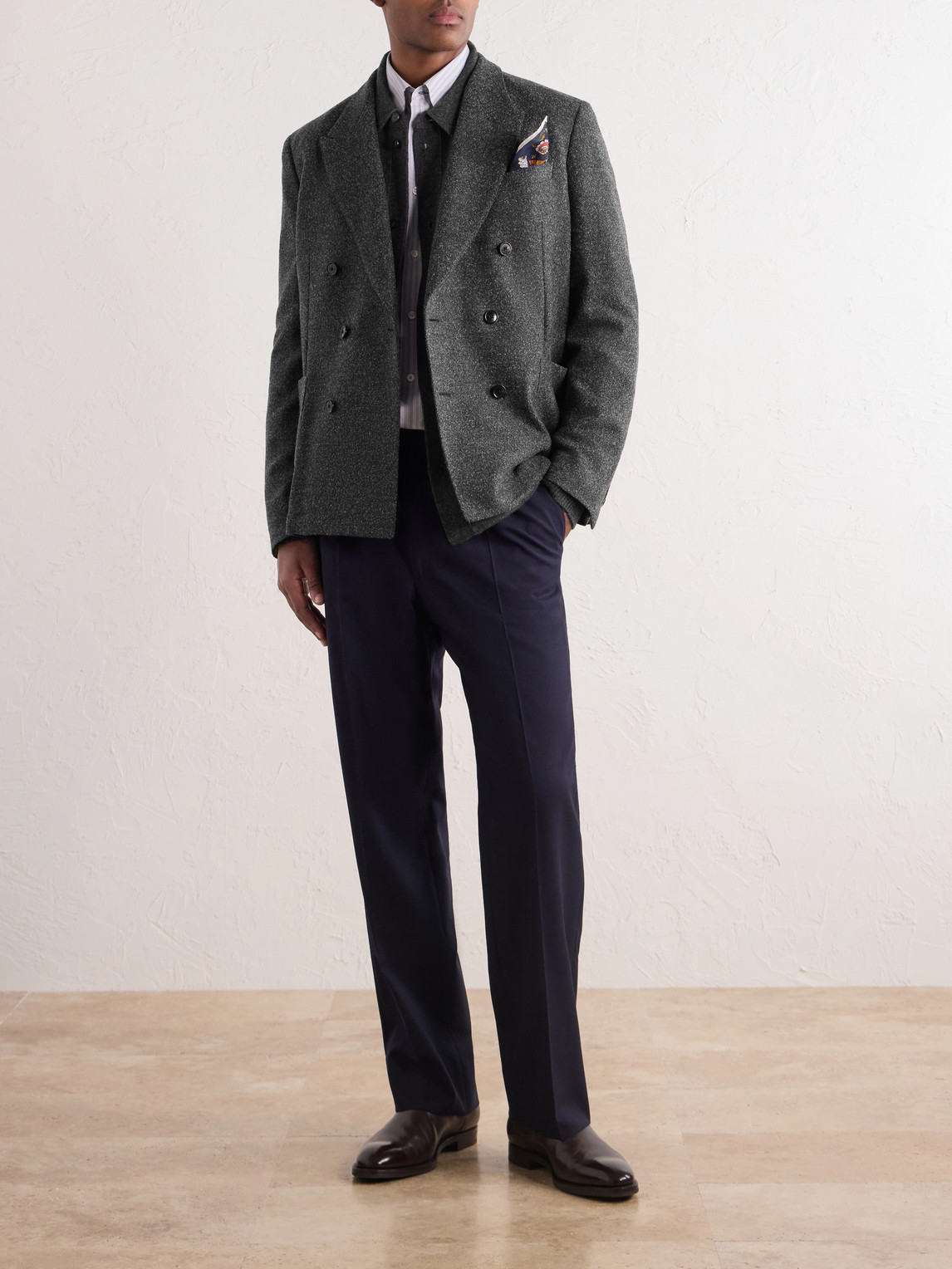 Double-Breasted Wool-Blend Bouclé Blazer