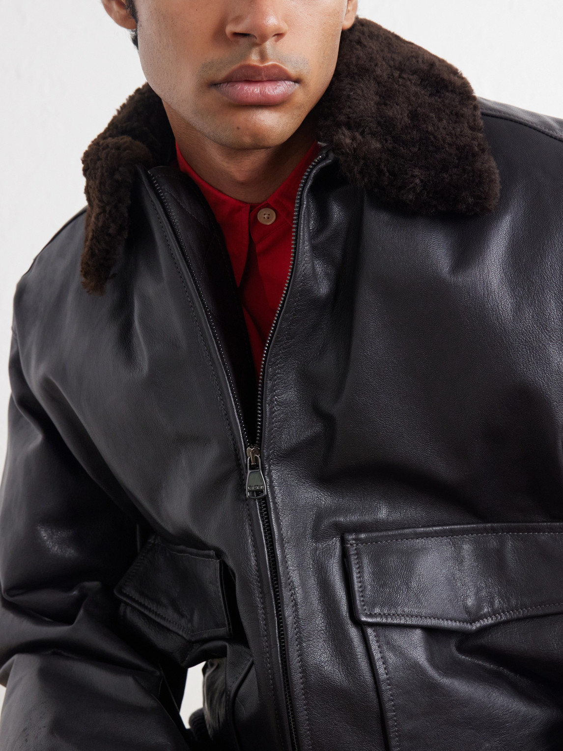Smith Shearling-Trimmed Full-Grain Leather