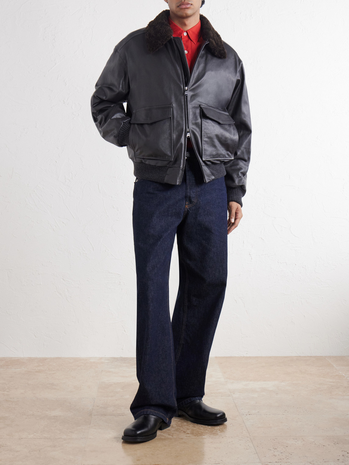 Smith Shearling-Trimmed Full-Grain Leather
