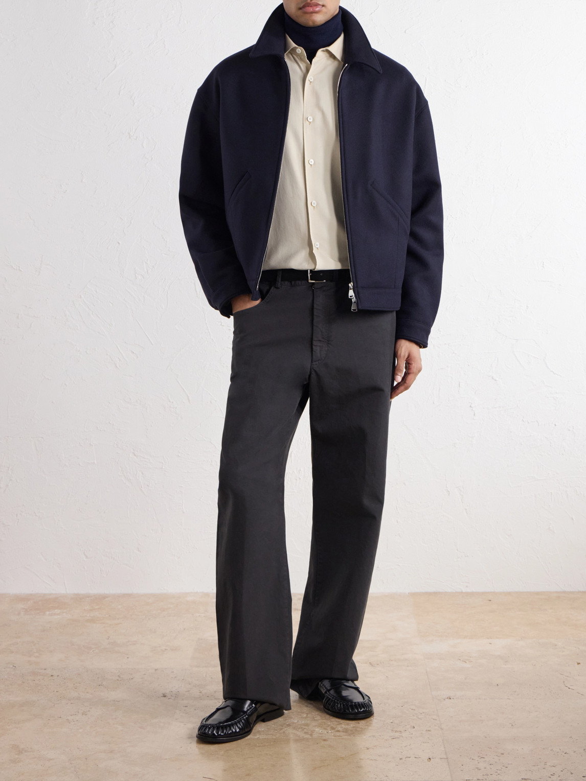 Brushed Virgin Wool-Twill Bomber Jacket