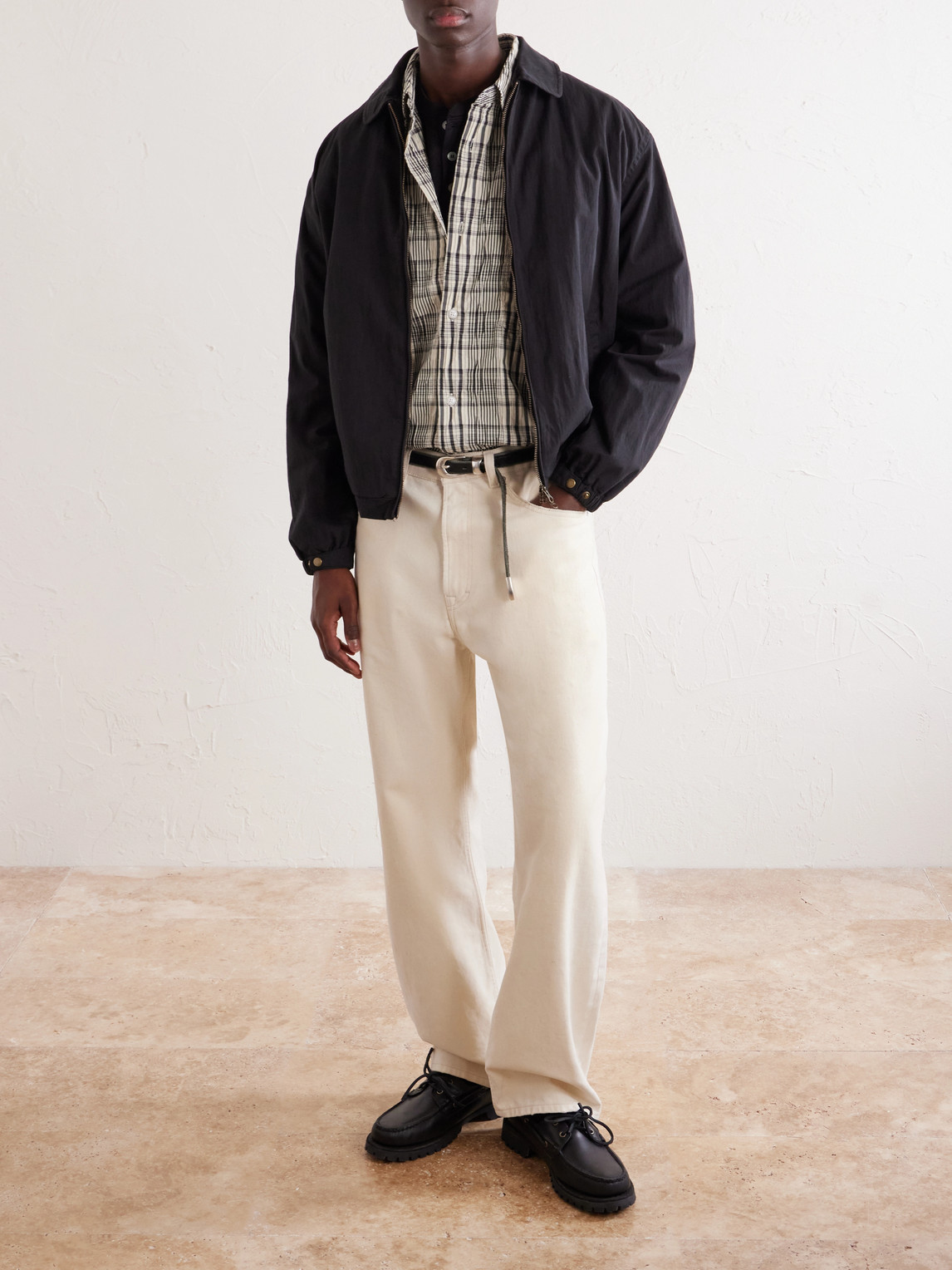 Crinkled Cotton-Blend Shirt Striped