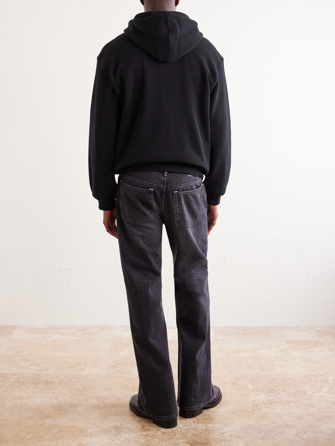 Waffle-Knit Cotton Zip-Up Hoodie