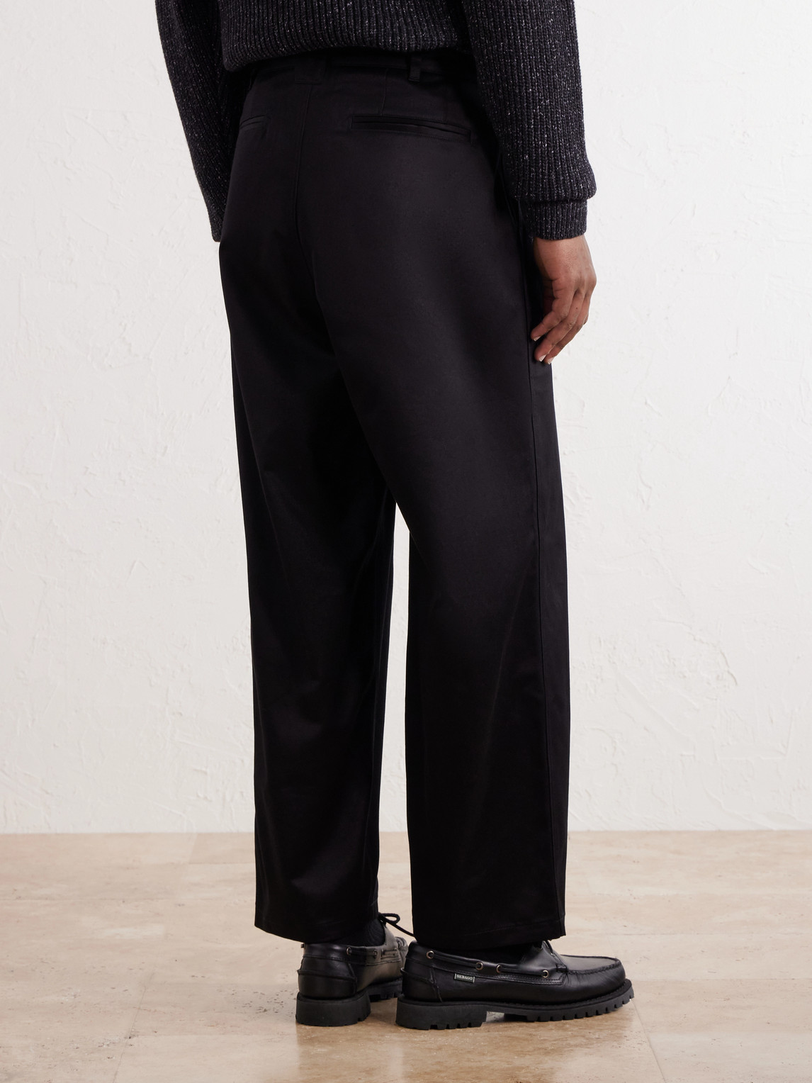 Ekusy Wide-Leg Pleated Cotton-Twill Trousers