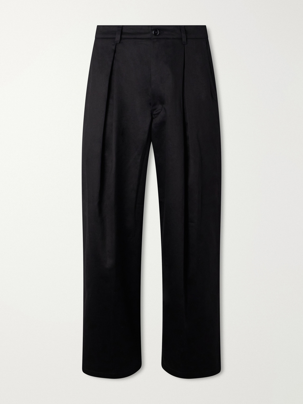 Monitaly Ekusy Wide-leg Pleated Cotton-twill Trousers In Black