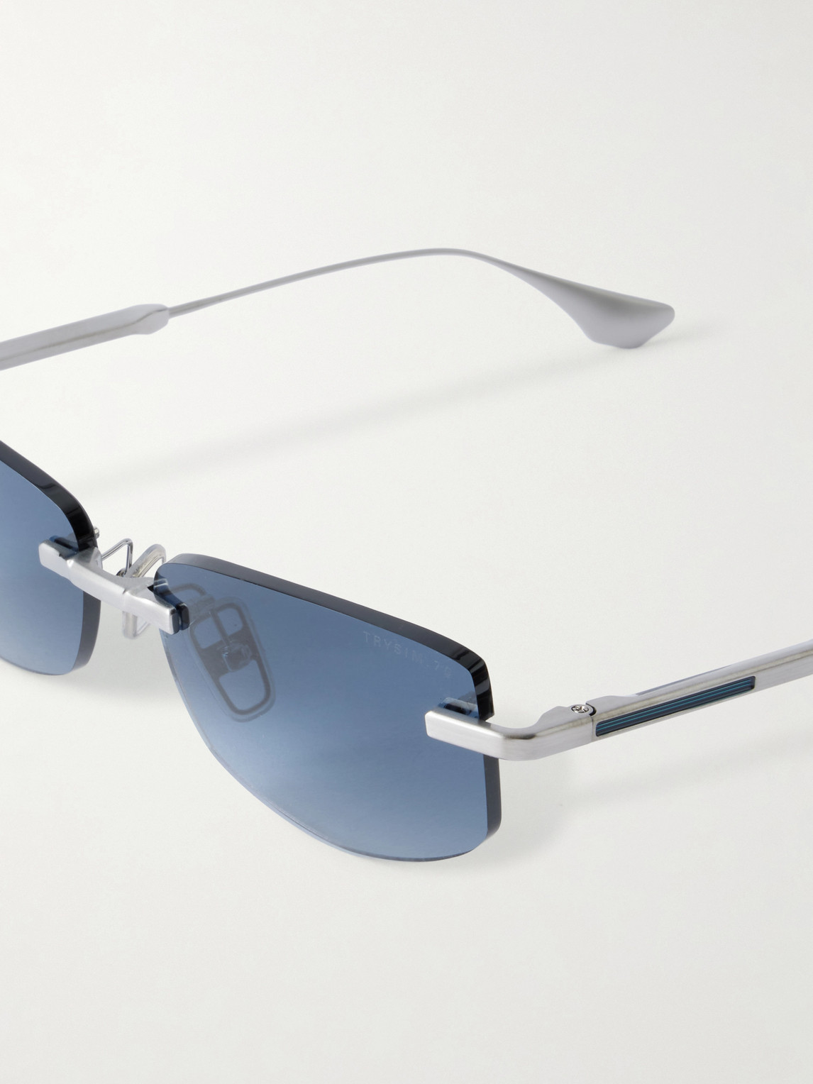 Dita Trysim.75 Square-frame Silver-tone Titanium Sunglasses In Blue