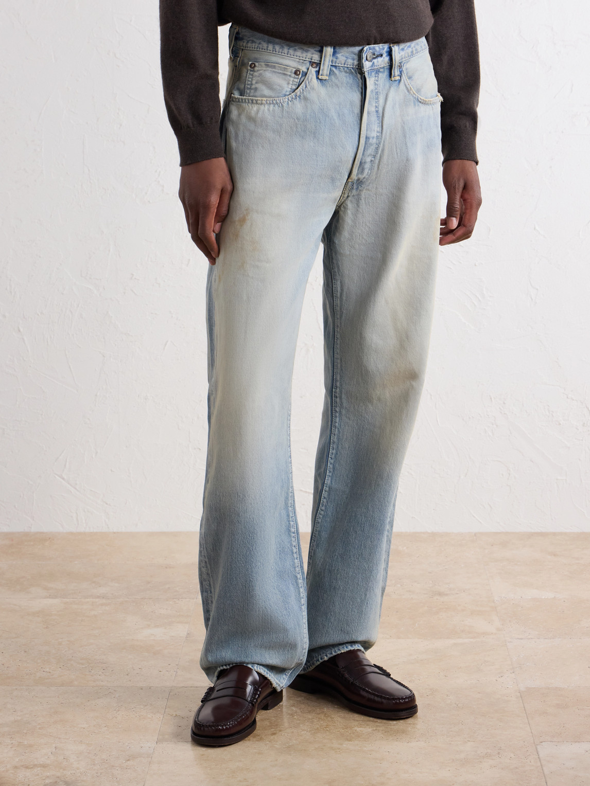 Straight-Leg Distressed Jeans