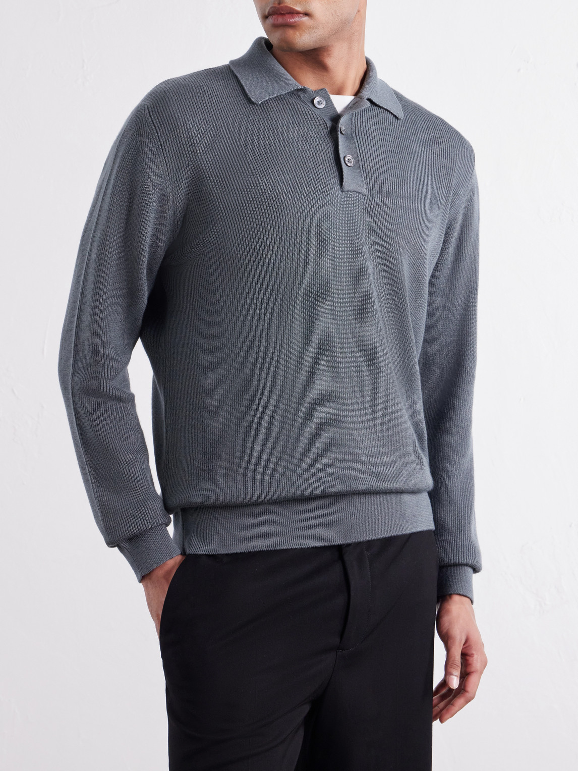 Adrien Cashmere And Silk -Blend Polo Sweater