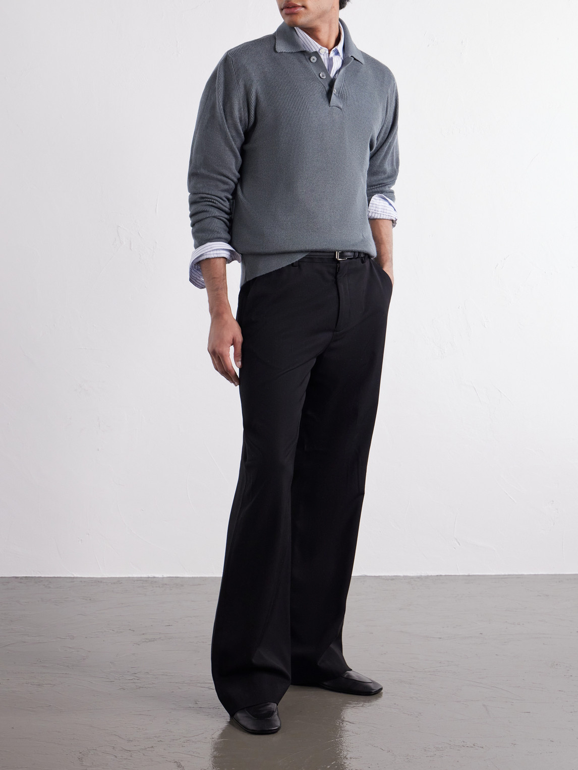 Adrien Cashmere And Silk -Blend Polo Sweater