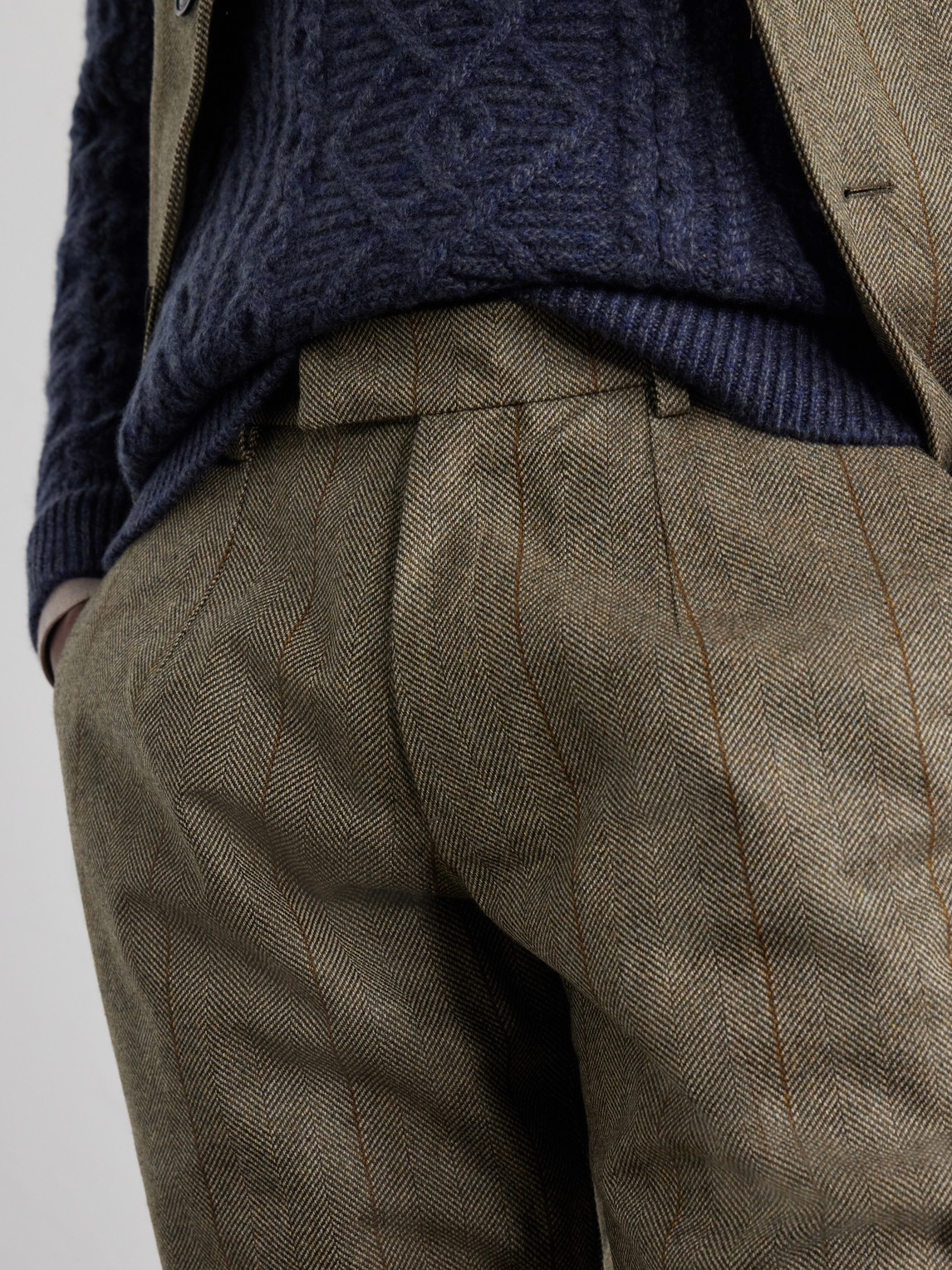 Herringbone Wool-Blend Tweed Trousers