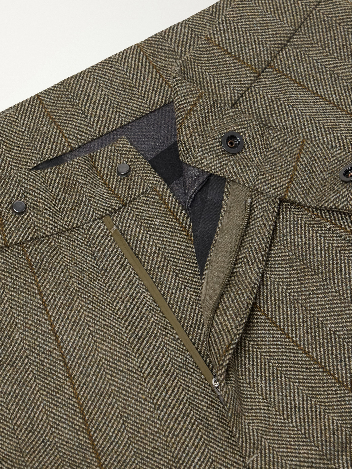 Herringbone Wool-Blend Tweed Trousers